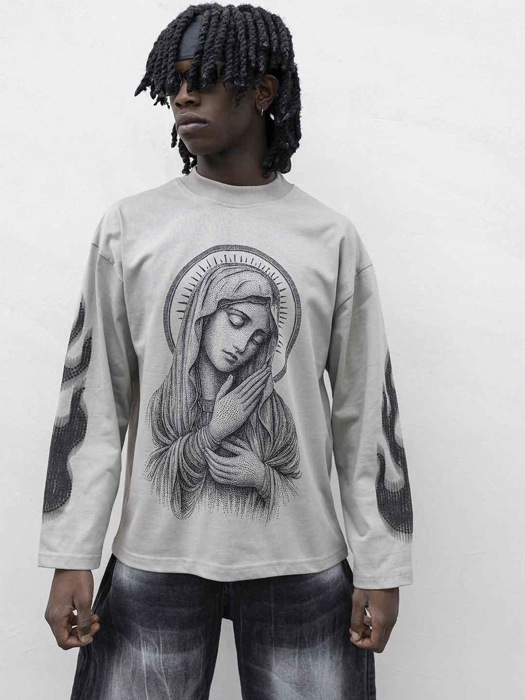Present Day t-shirt fango con grafica madonna PRS071 FANGO PRESENT DAY 