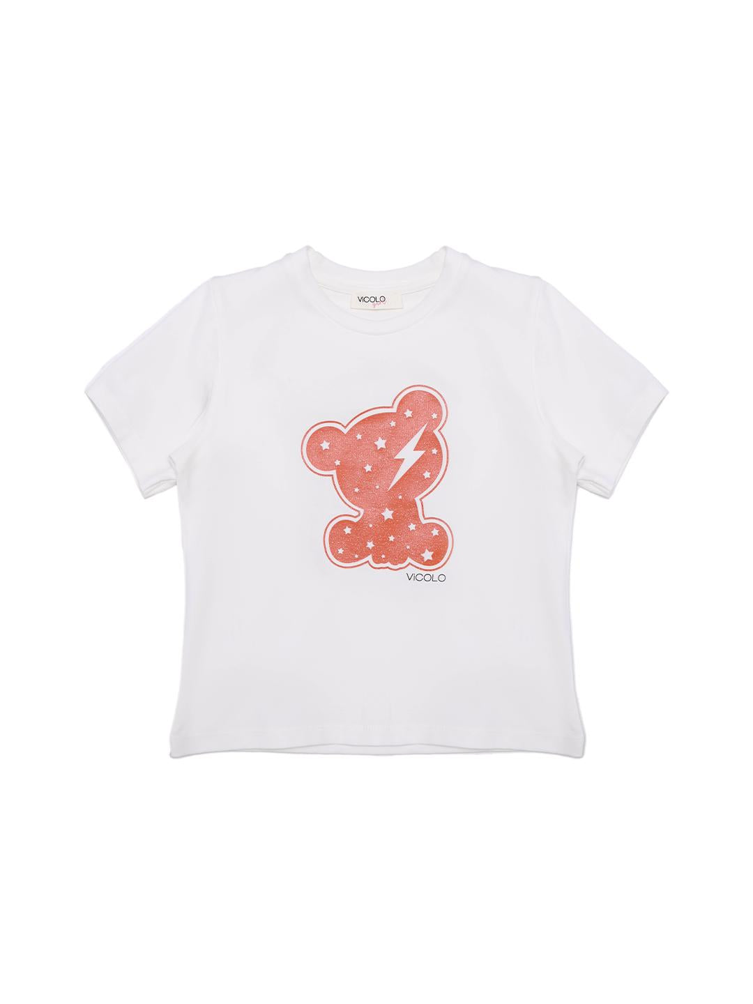 Vicolo t-shirt kids panna con stampa orsetto 3146M00137 PANNA VICOLO 