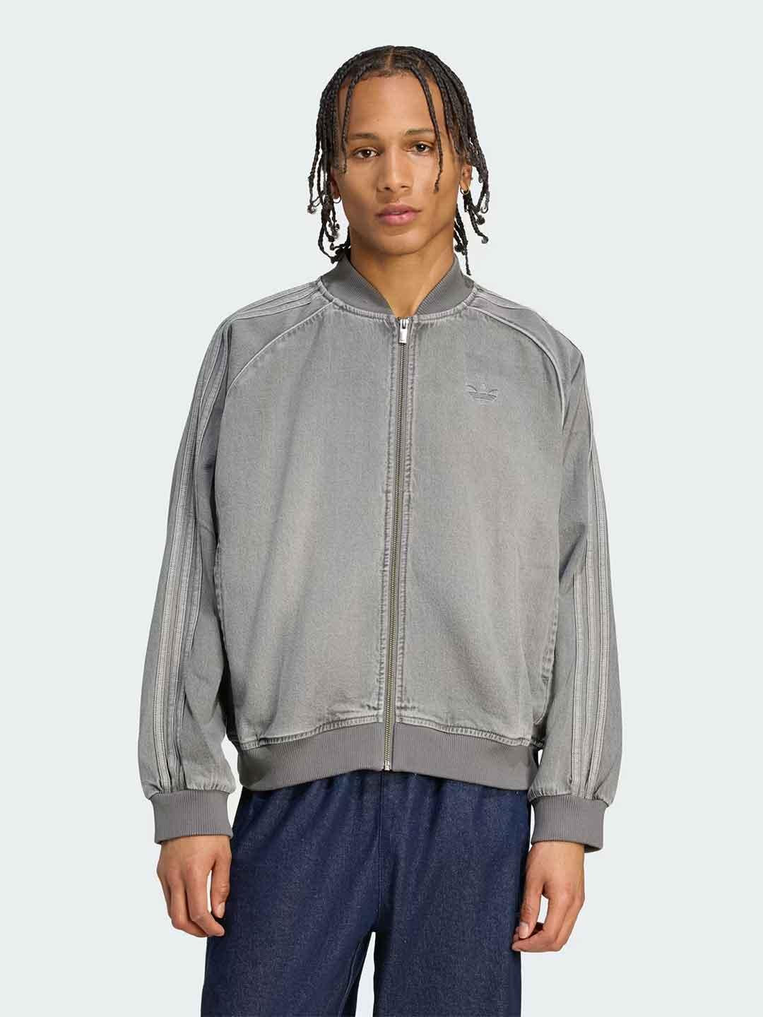 Adidas felpa grigio con zip JW5915 GRIGIO ADIDAS 