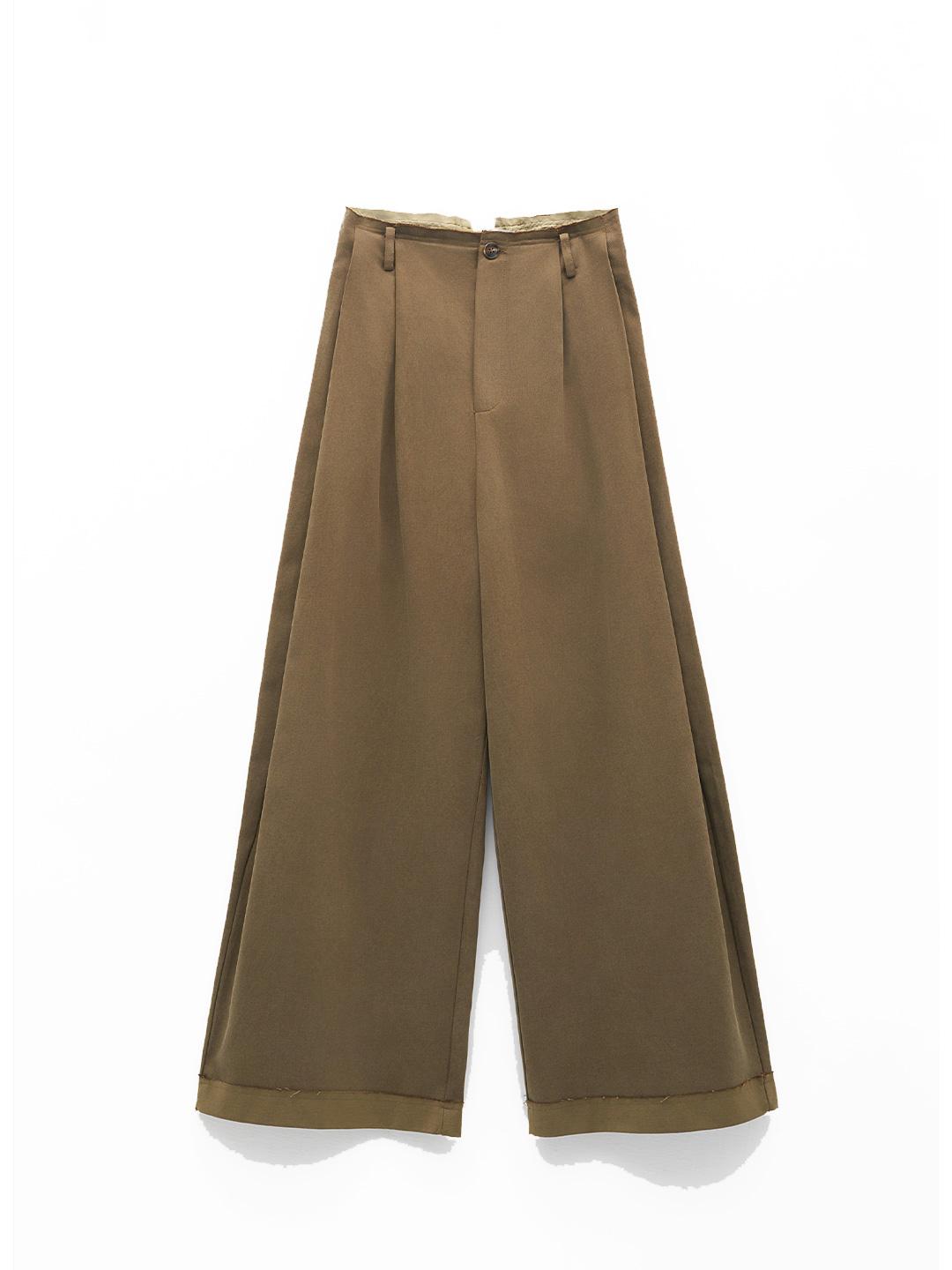 Eleh pantaloni marrone con orli taglio vivo E00234 MARRONE ELEH 