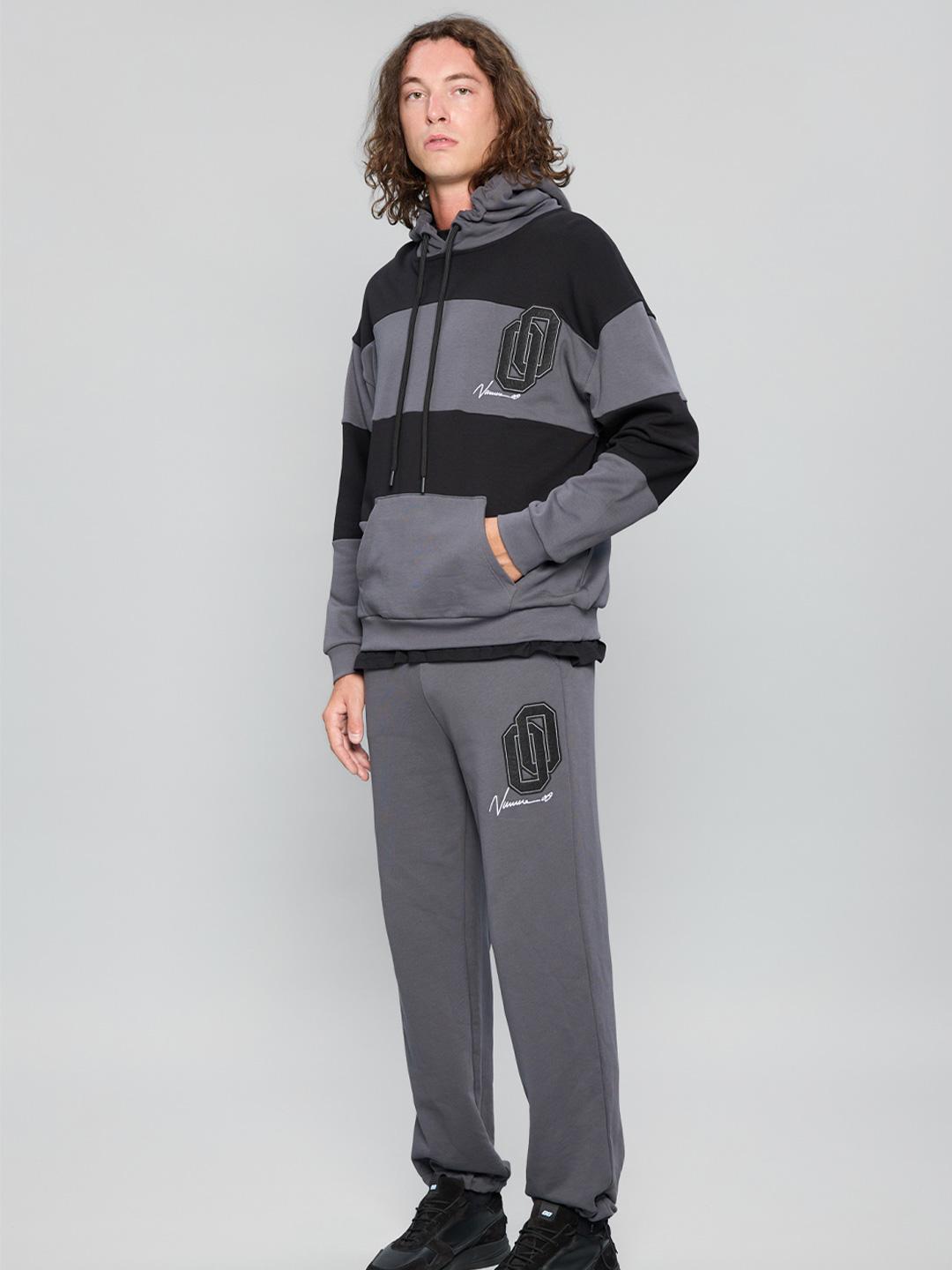 Numero 00 Friendly College Hoodie felpa grigio a righe 23021 GRIGIO NUMERO 00 
