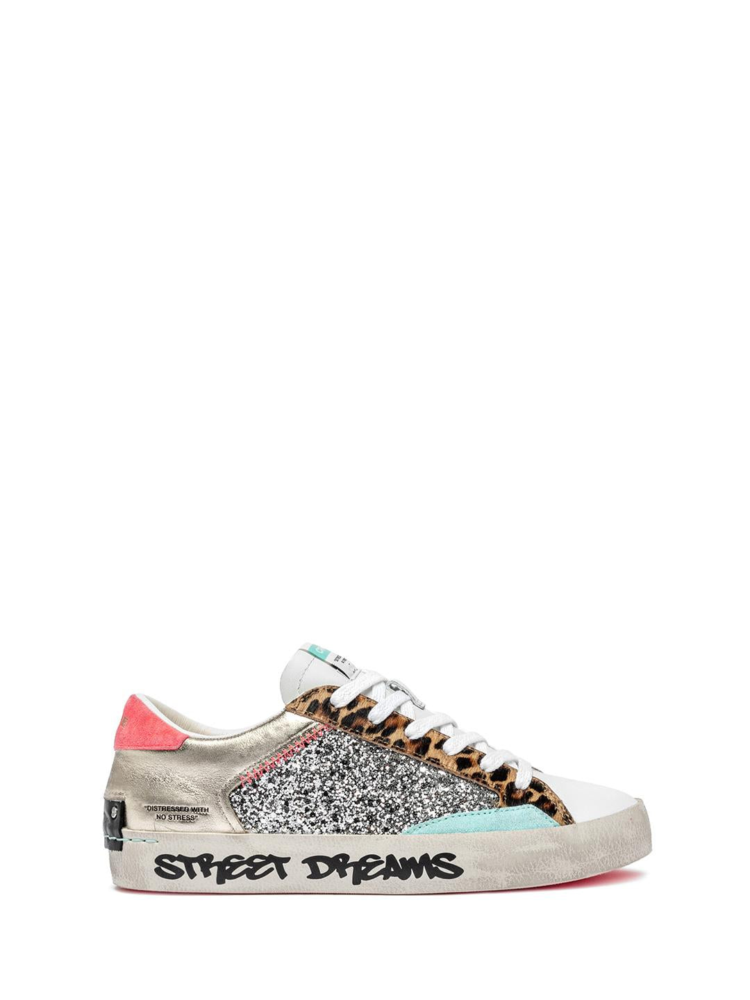 Crime Distressed Paltinum sneakers argento con glitter 20004 ARGENTO CRIME 