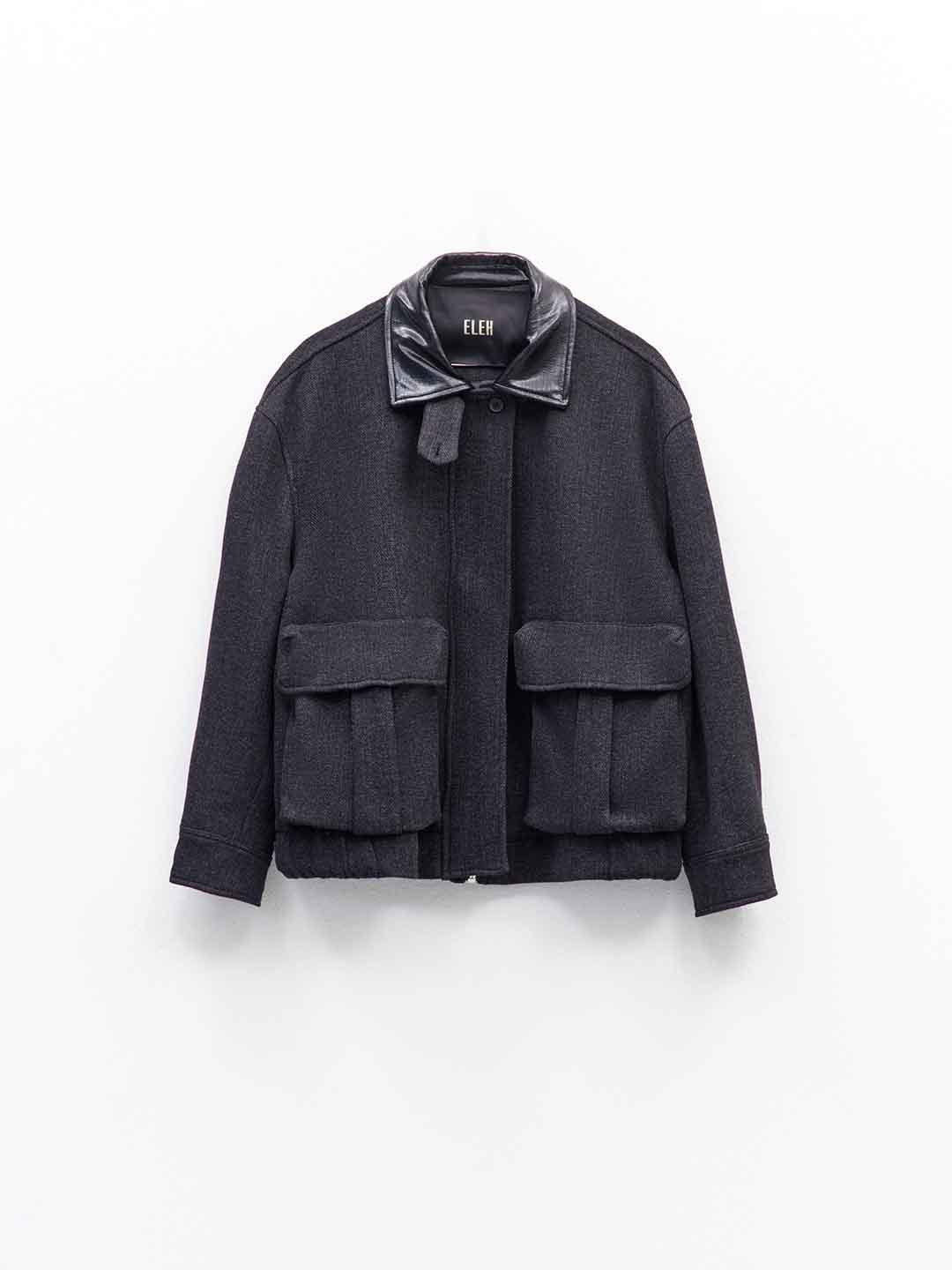 Eleh giubbino nero con collo in pelle 0233 NERO ELEH 