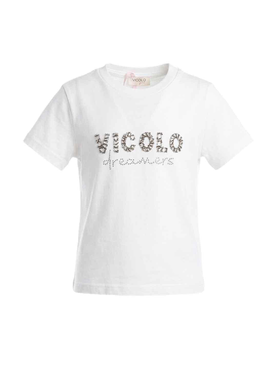 Vicolo t-shirt kids bianco con logo 2-14 anni 3146M00409 BIANCO VICOLO 
