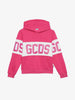 GCDS felpa kids rosa con cappuccio e banda logo