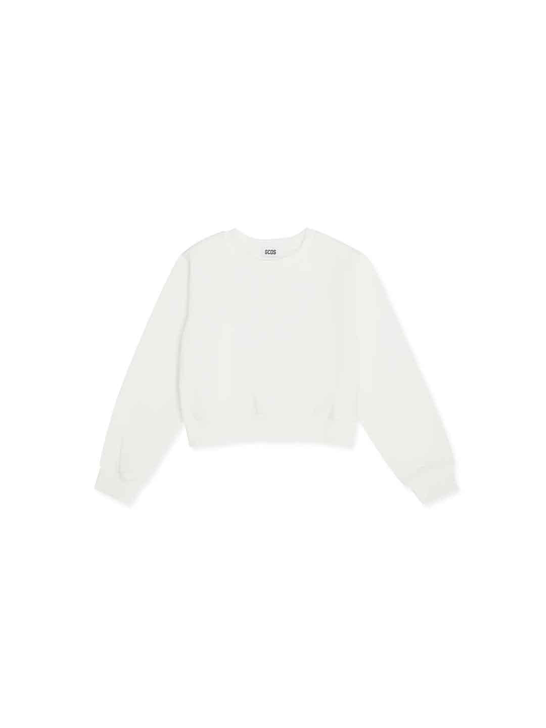 GCDS felpa kids bianco girocollo crop B2JW1531BA5 BIANCO GCDS 