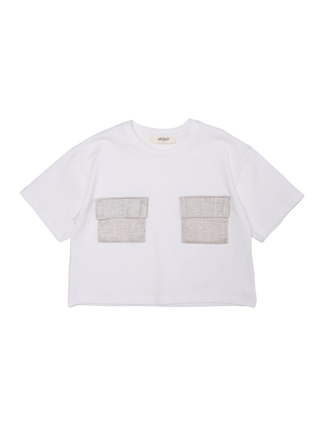 Vicolo t-shirt kids panna con taschini 3146MY00119 PANNA VICOLO 