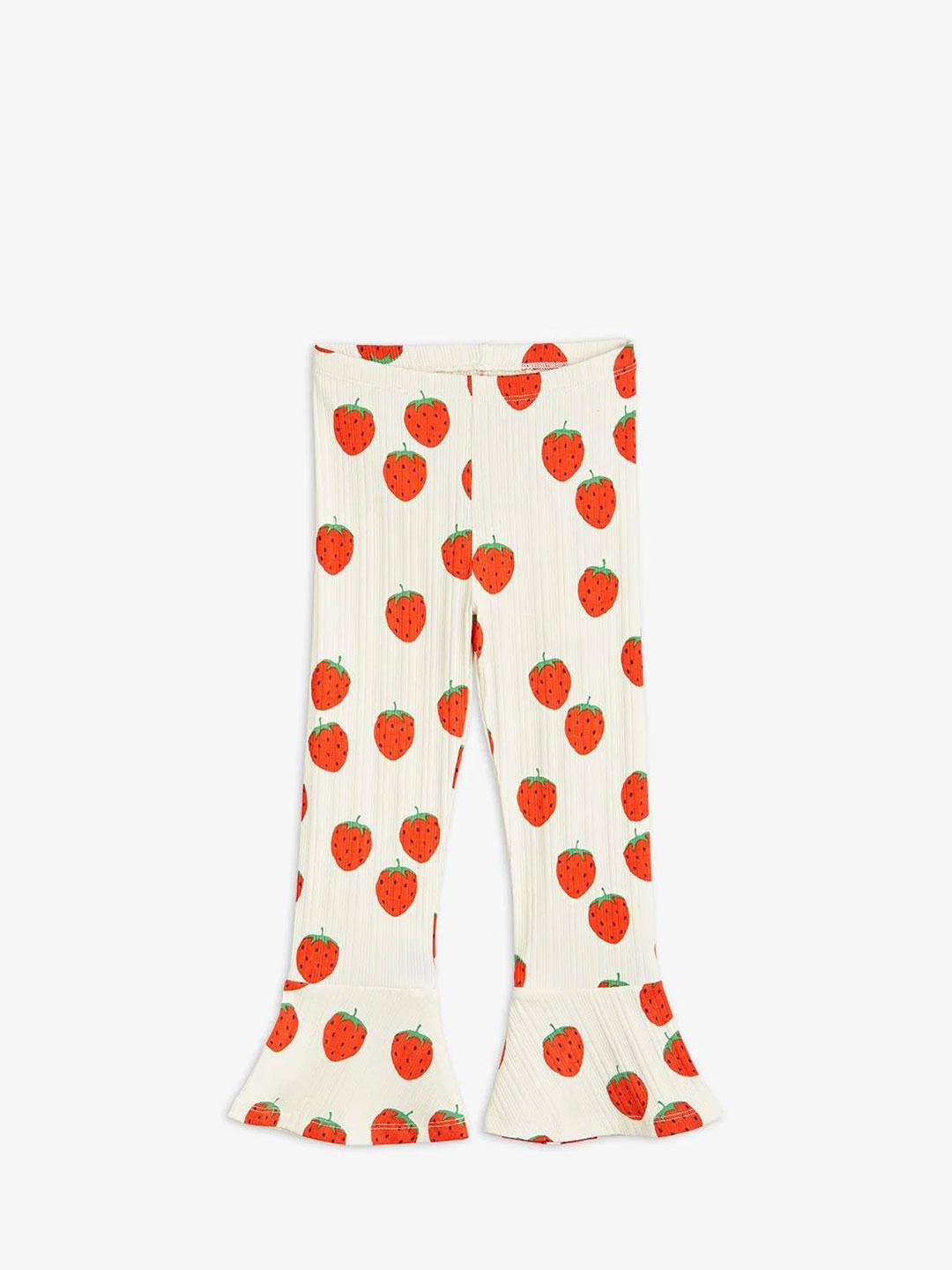 Mini Rodini Kids pantaloni svasati bianco con stampa fragole 2323012711 PANNA MINI RODINI 