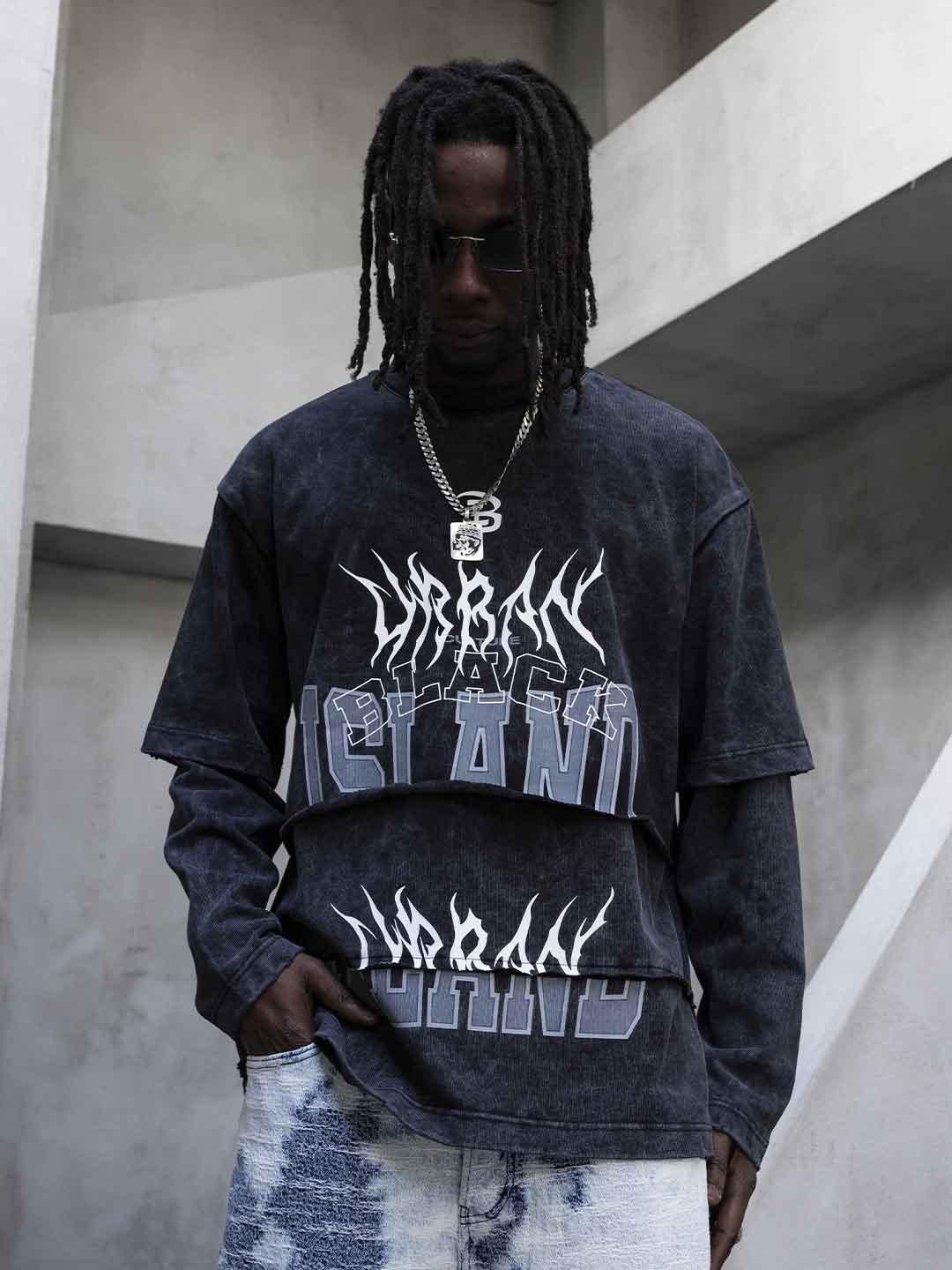 Black Island t-shirt grigio doppia manica ADA1958 GRIGIO BLACK ISLAND 