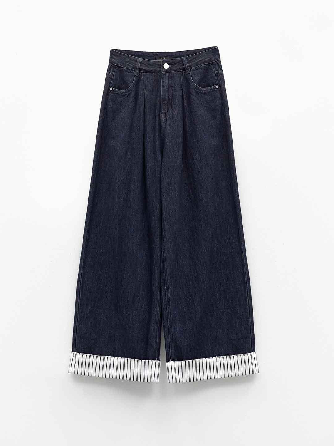 Eleh jeans blu con piegone a righe 075 BLU ELEH 