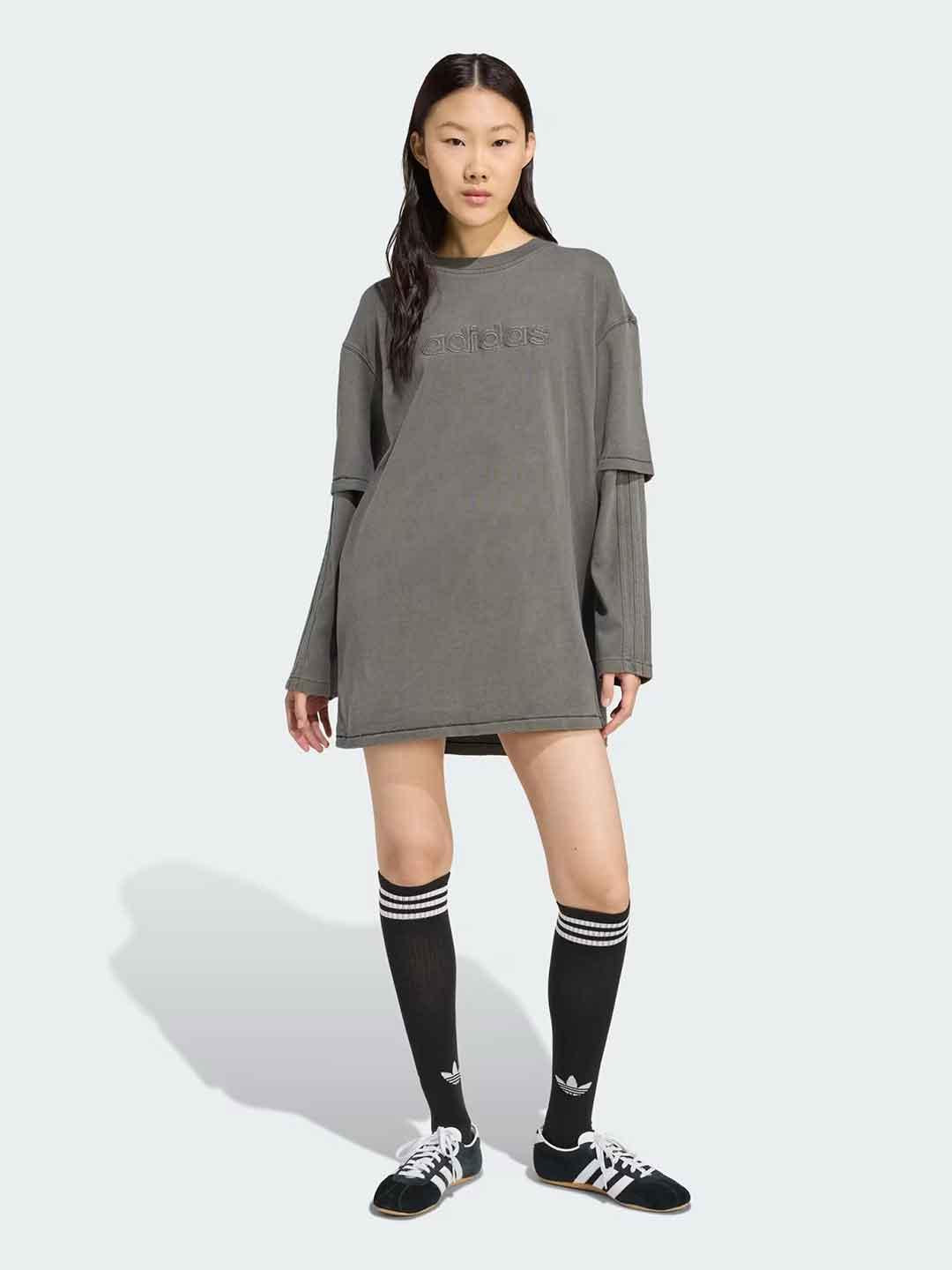 Adidas t-shirt grigio manica lunga over JW7286 GRIGIO ADIDAS 