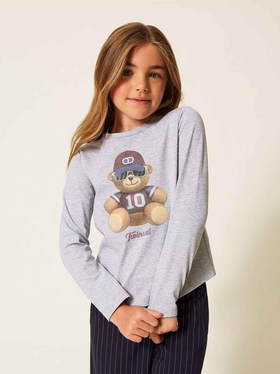 Twinset t-shirt kids grigio con stampa teddy 252GJ2321 GRIGIO TWINSET 