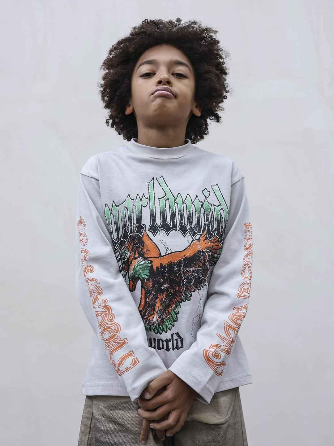 Present Day t-shirt kids bianco con grafica aquila PRB008 BIANCO PRESENT DAY 