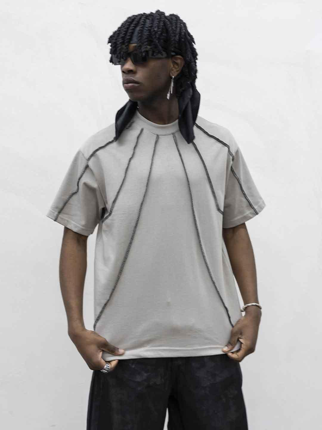 Present Day t-shirt beige con cuciture PRS006 BEIGE PRESENT DAY 