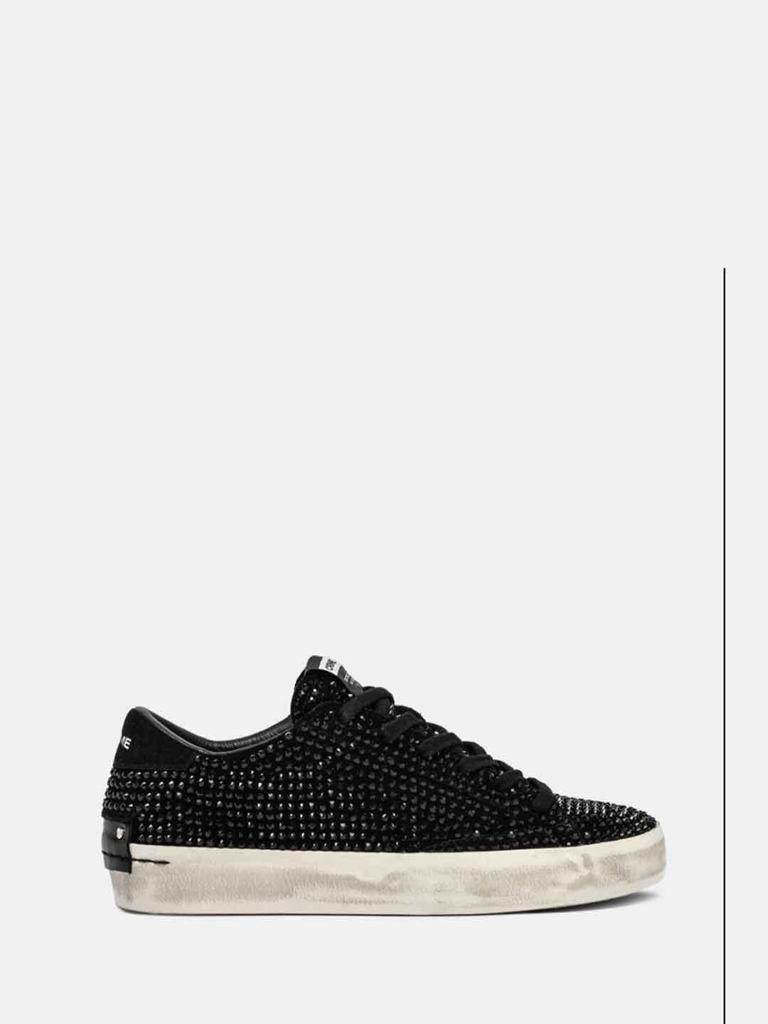Crime Distressed sneakers nero con strass 25009 NERO CRIME 