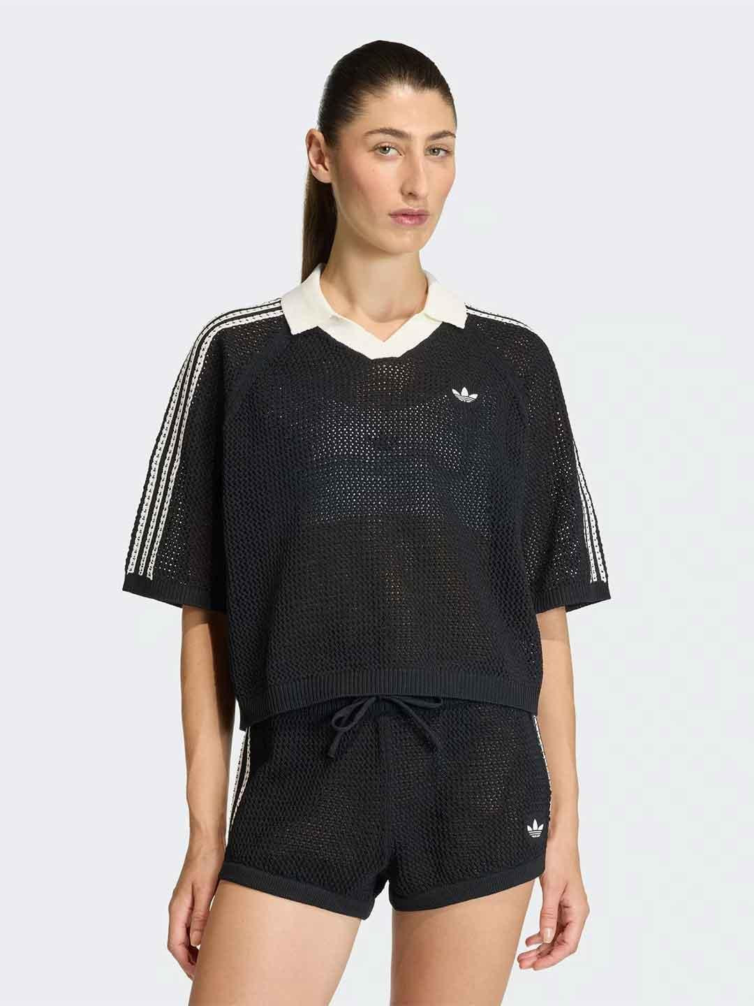 Adidas polo nero in crochet KC6491 NERO ADIDAS 