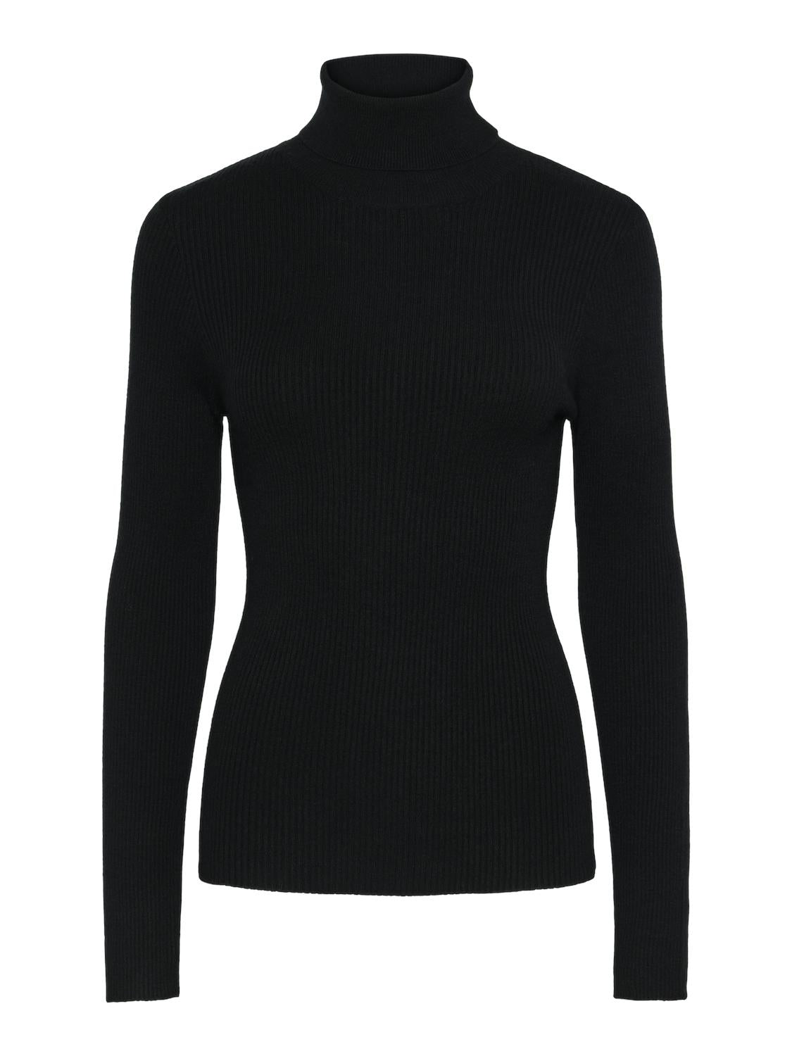 Pieces maglione nero a coste dolce vita 17150975 NERO PIECES 