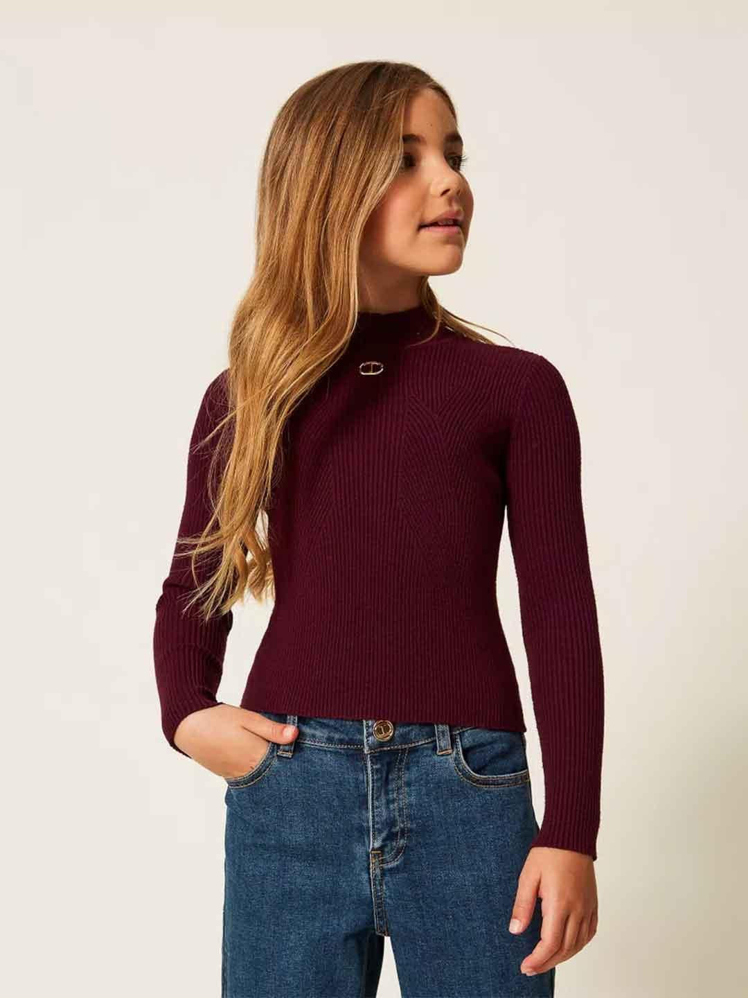 Twinset maglione kids viola a lupetto 252GJ3042 VIOLA TWINSET 