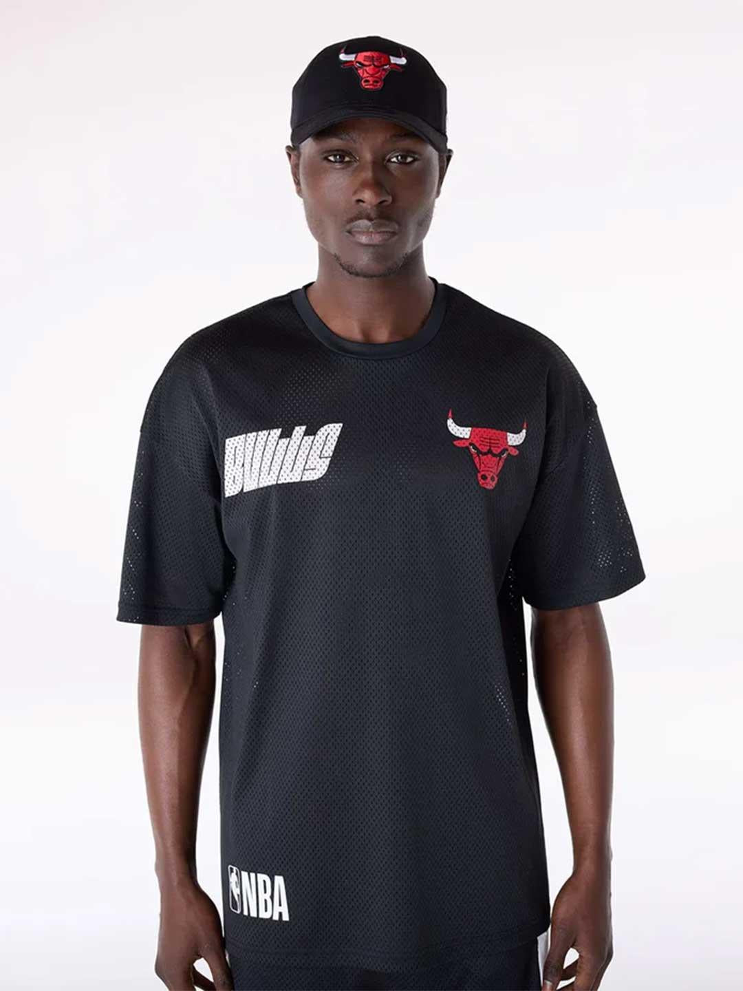 New Era t-shirt nero  Chicago Bulls in rete 60596412 NERO NEW ERA 