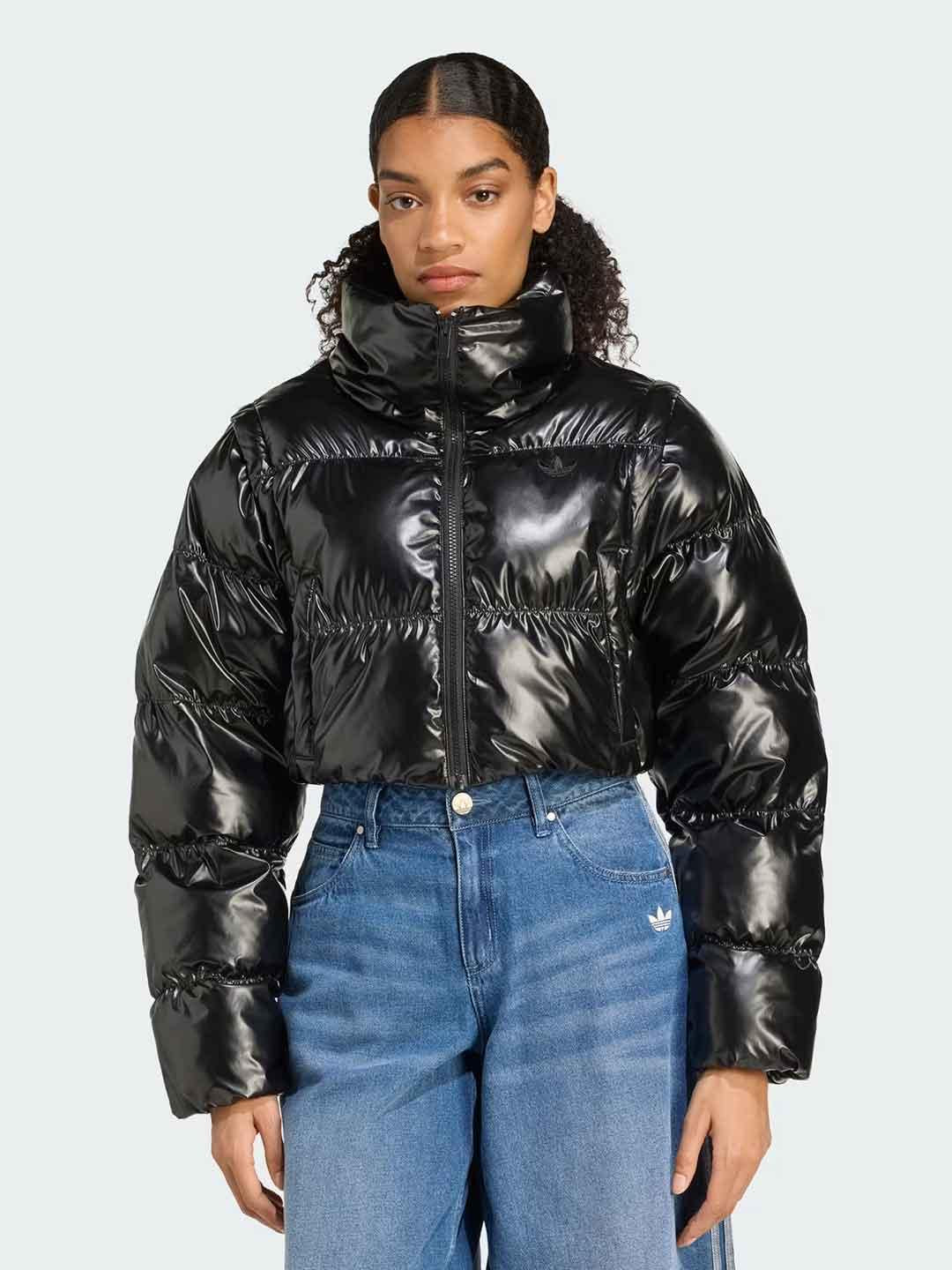 Adidas Puffer piumino nero crop JX2988 NERO ADIDAS 