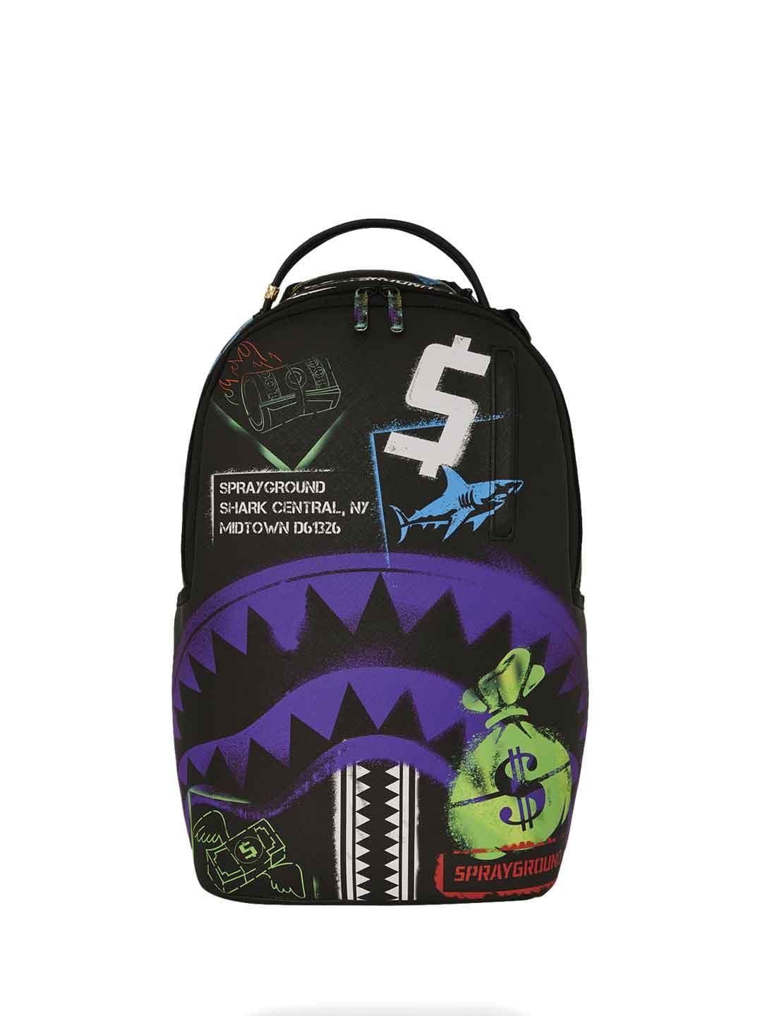 Sprayground Shark Central Stencil zaino nero 910B7620NSZ NERO SPRAYGROUND 