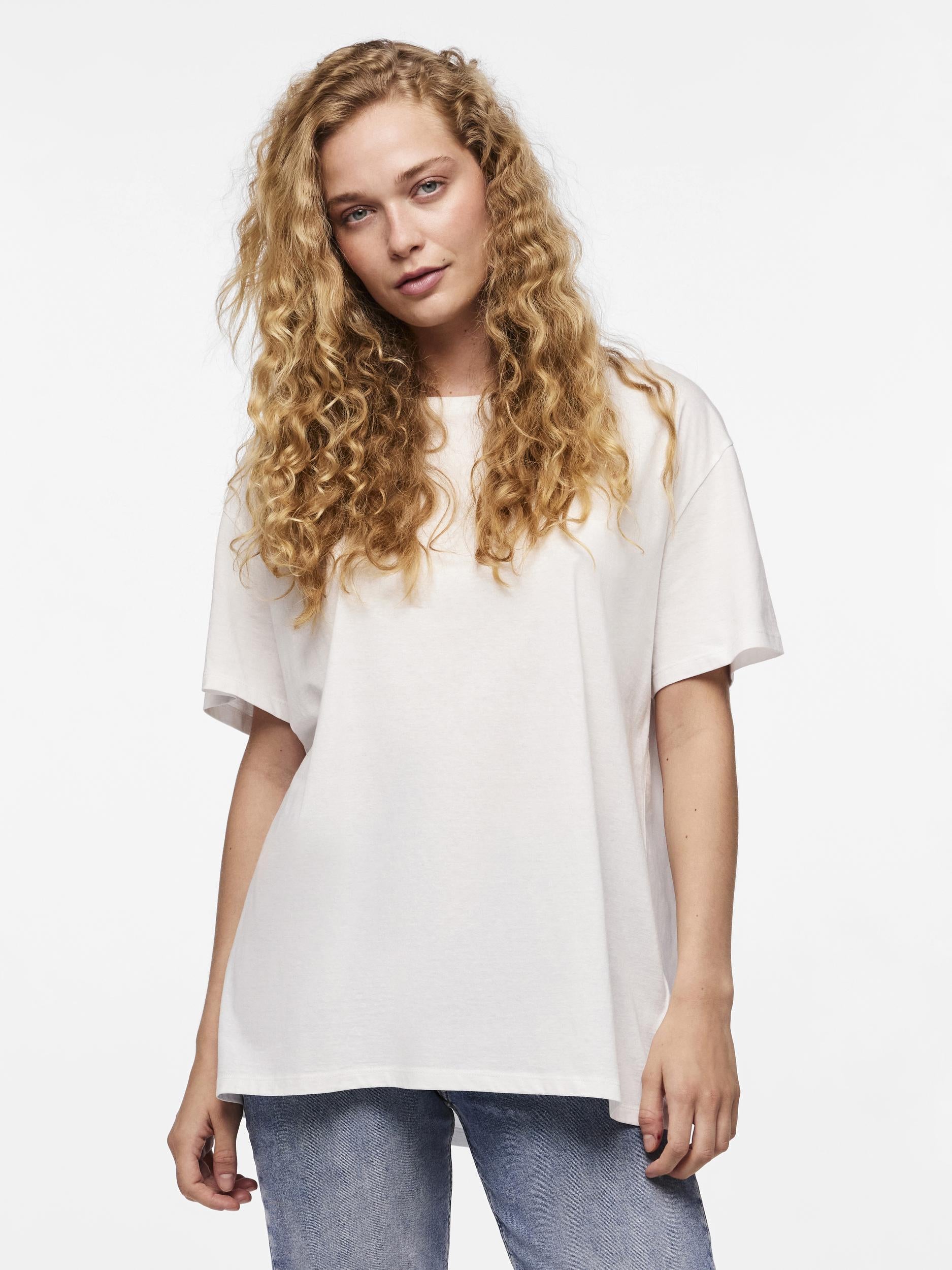 Pieces t-shirt bianco basic oversize 17146318 BIANCO PIECES 