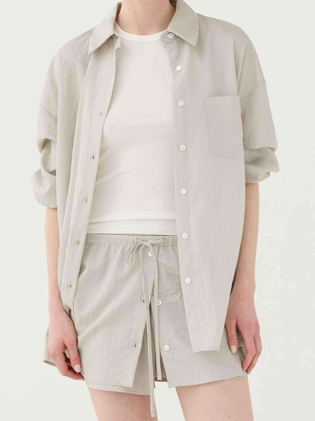 Eleh camicia beige con righino bianco SS260036 BEIGE ELEH 