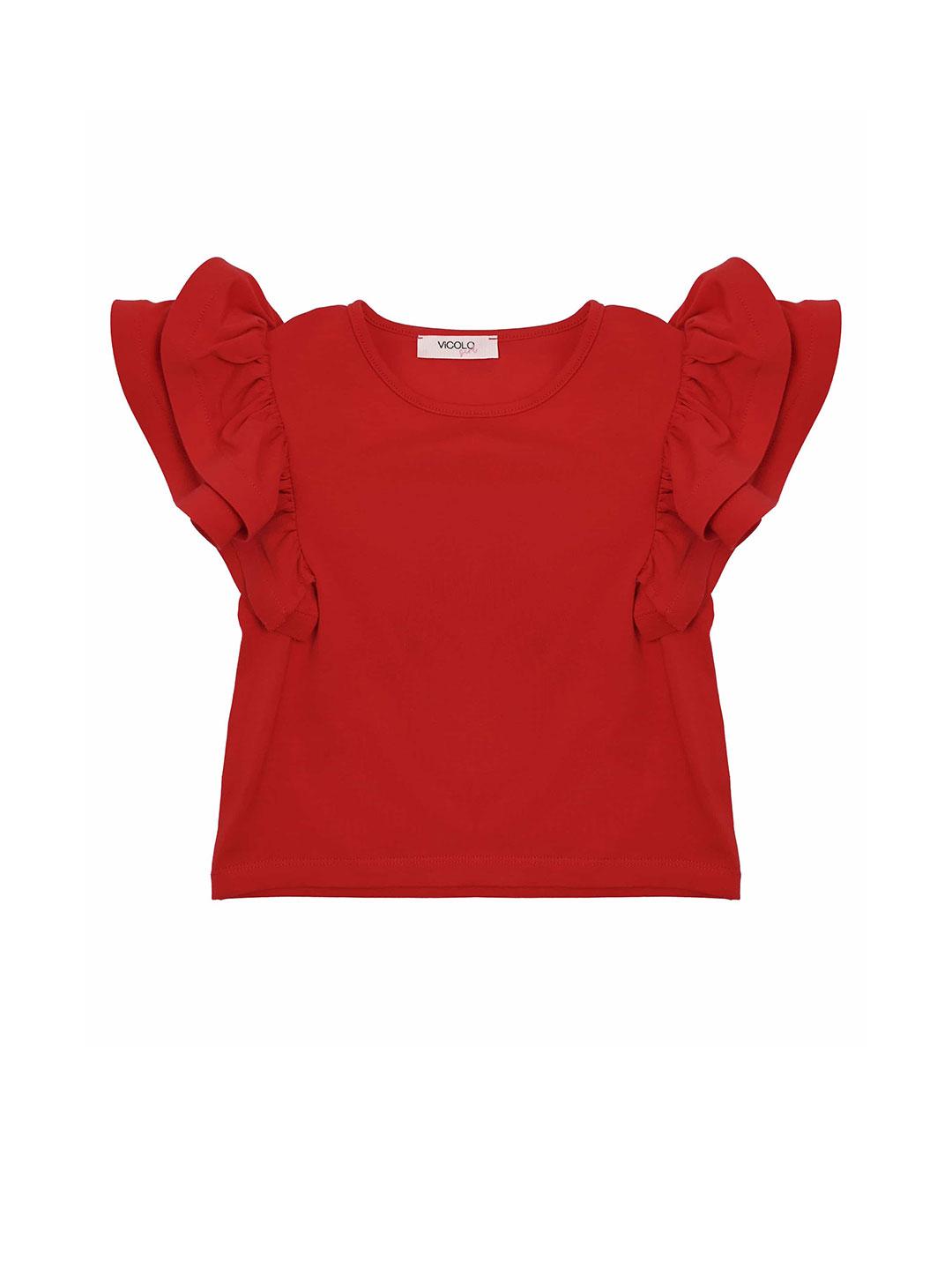 Vicolo t-shirt kids rosso con rouches 3146M00370 ROSSO VICOLO 