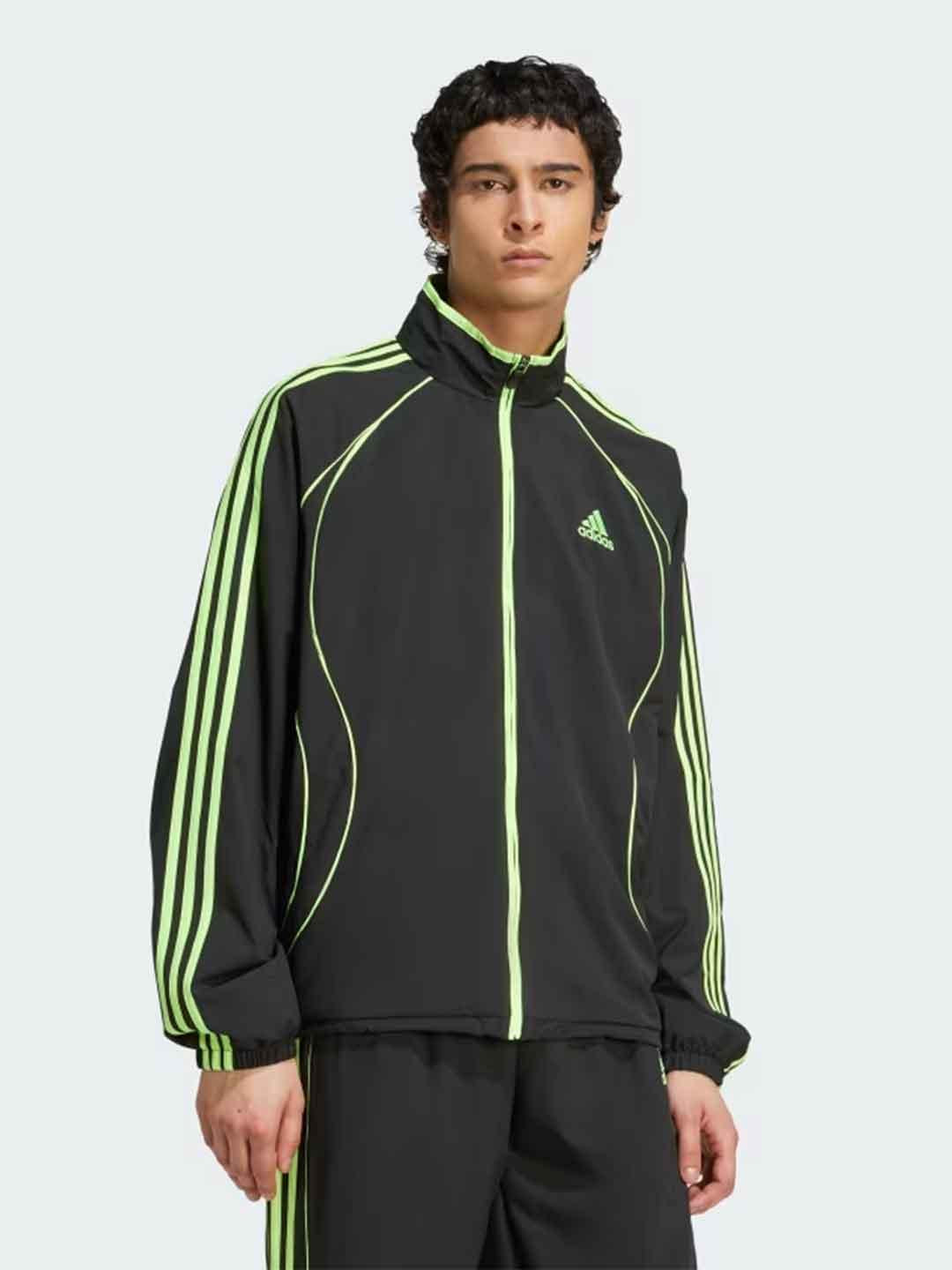 Adidas felpa nero e verde JW5866 NERO ADIDAS 
