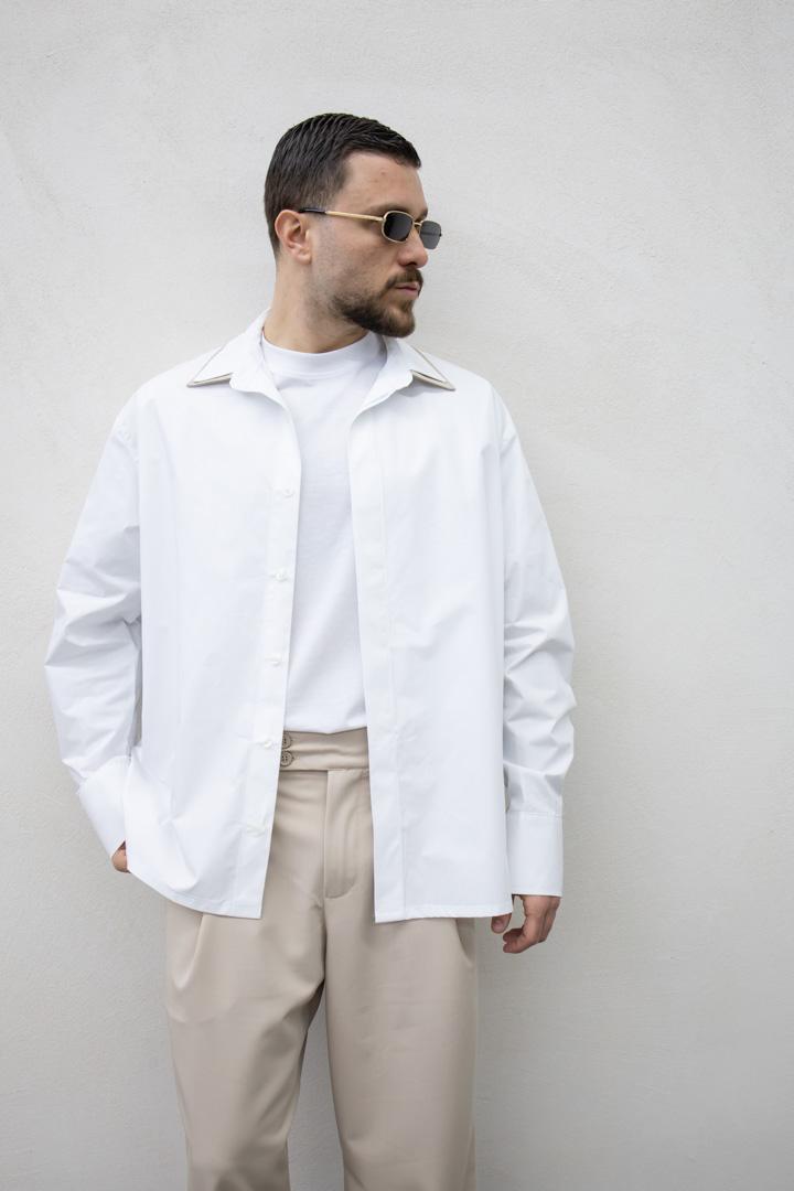 Tokyo camicia bianco con collo beige TKN025 BIANCO TOKYO 