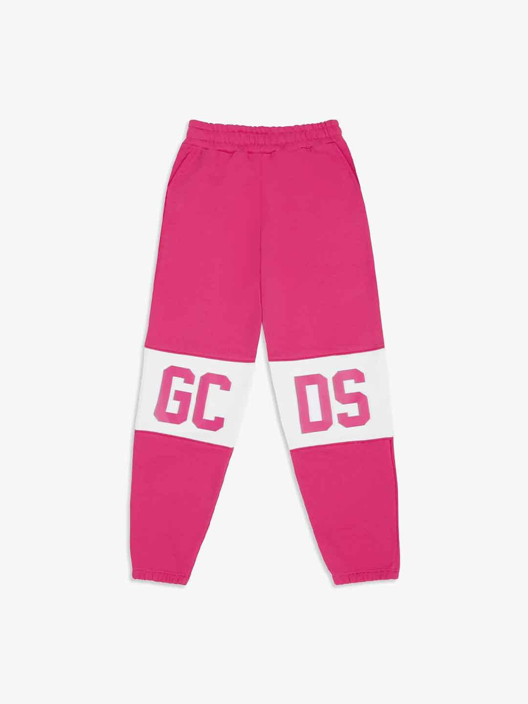 GCDS pantaloni kids rosa con banda logo B2KU3017BA2 ROSA GCDS 