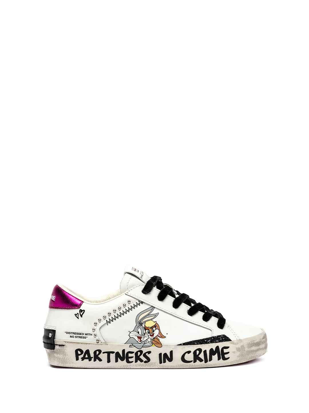 Crime Distressed sneakers bianco Bugs & Lola Bunny 88009 BIANCO CRIME 