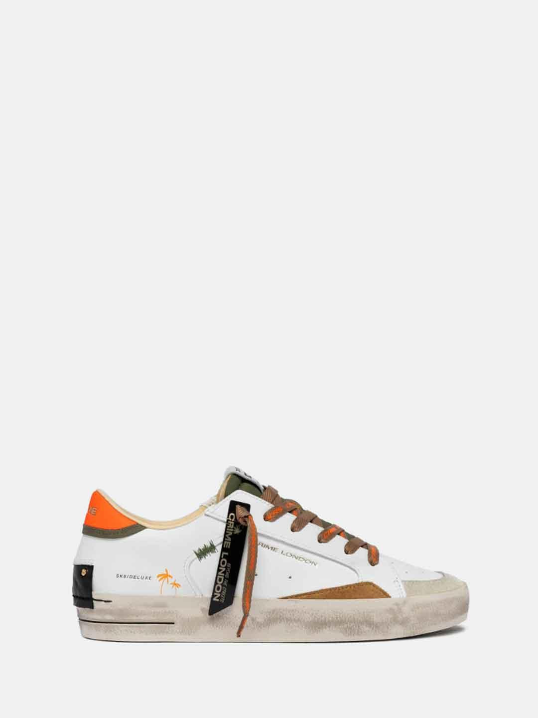 Crime SK8 Deluxe sneakers bianco e arancio 19101 BIANCO CRIME 