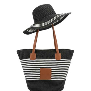 Vivienne D coordinato nero  borsa e cappello in rafia VBB274 NERO VIVIENNE D 