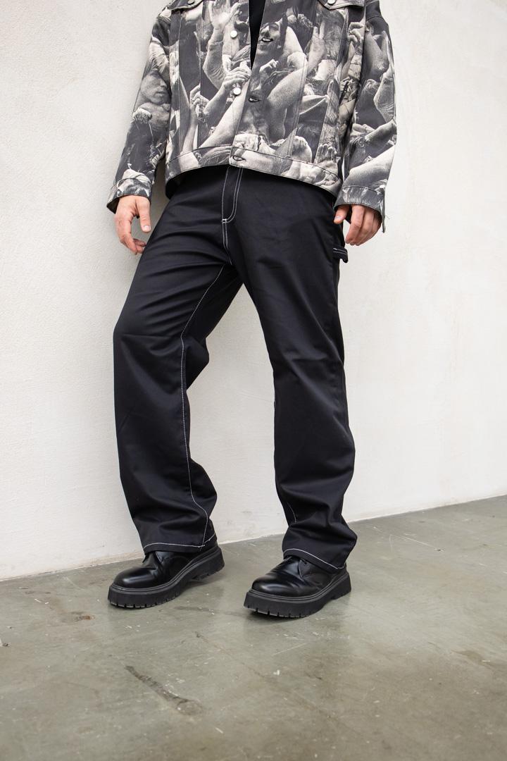 Present Day pantaloni nero con cuciture in contrasto PDP034 NERO PRESENT DAY 