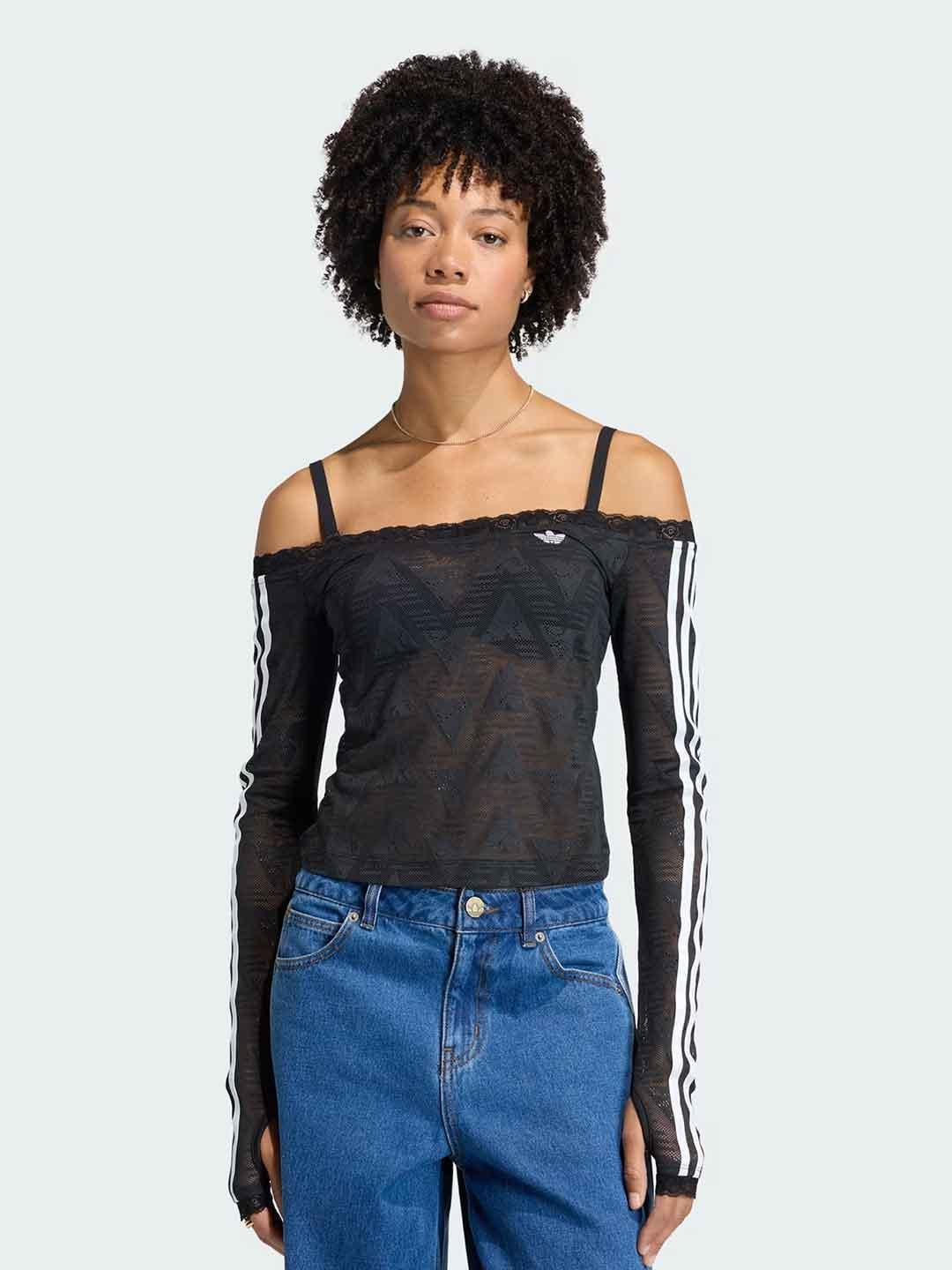Adidas t-shirt nero in pizzo KD0350 NERO ADIDAS 