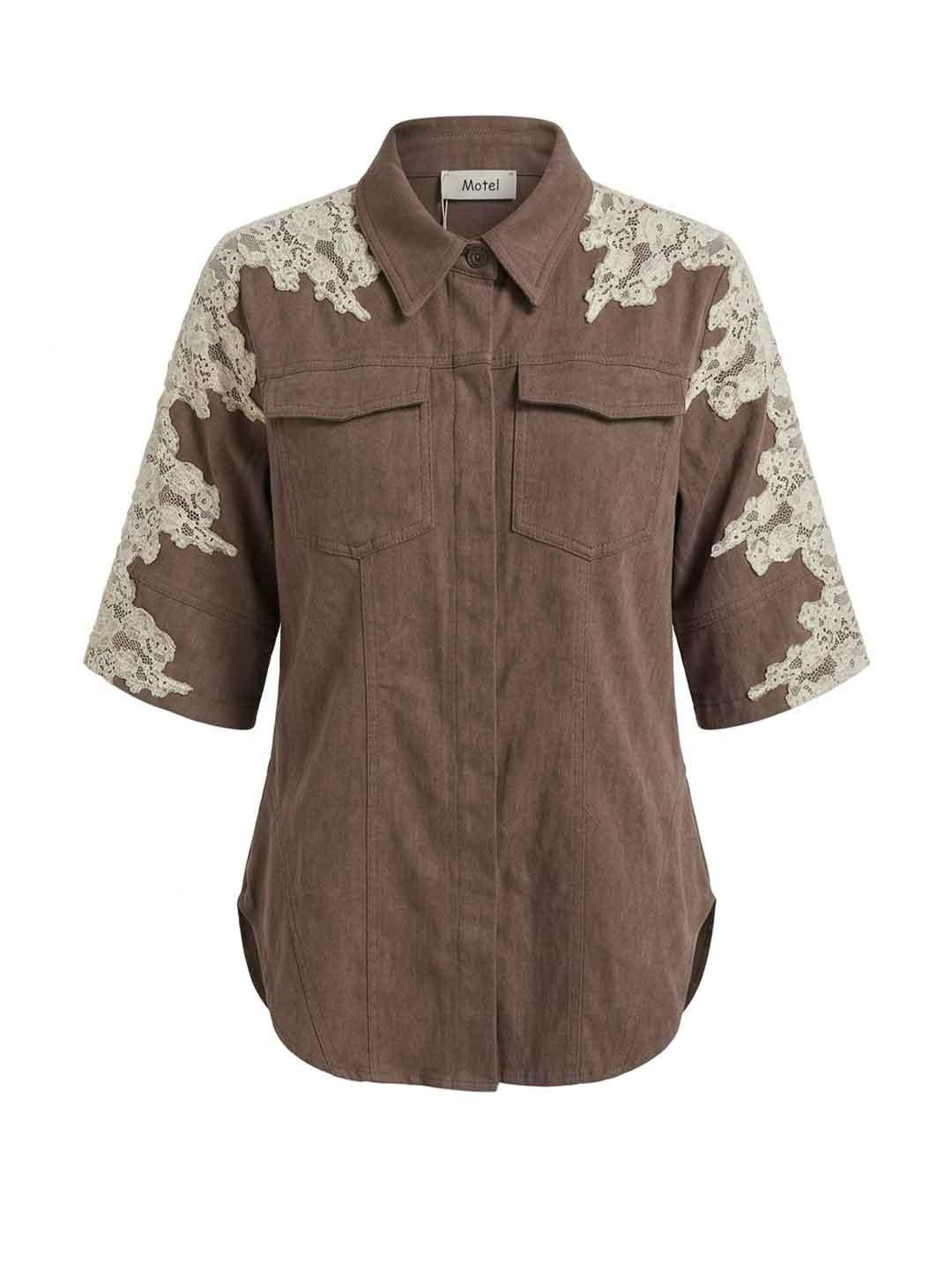 Tensione In camicia marrone con ricamo PX1144 MARRONE MOTEL 