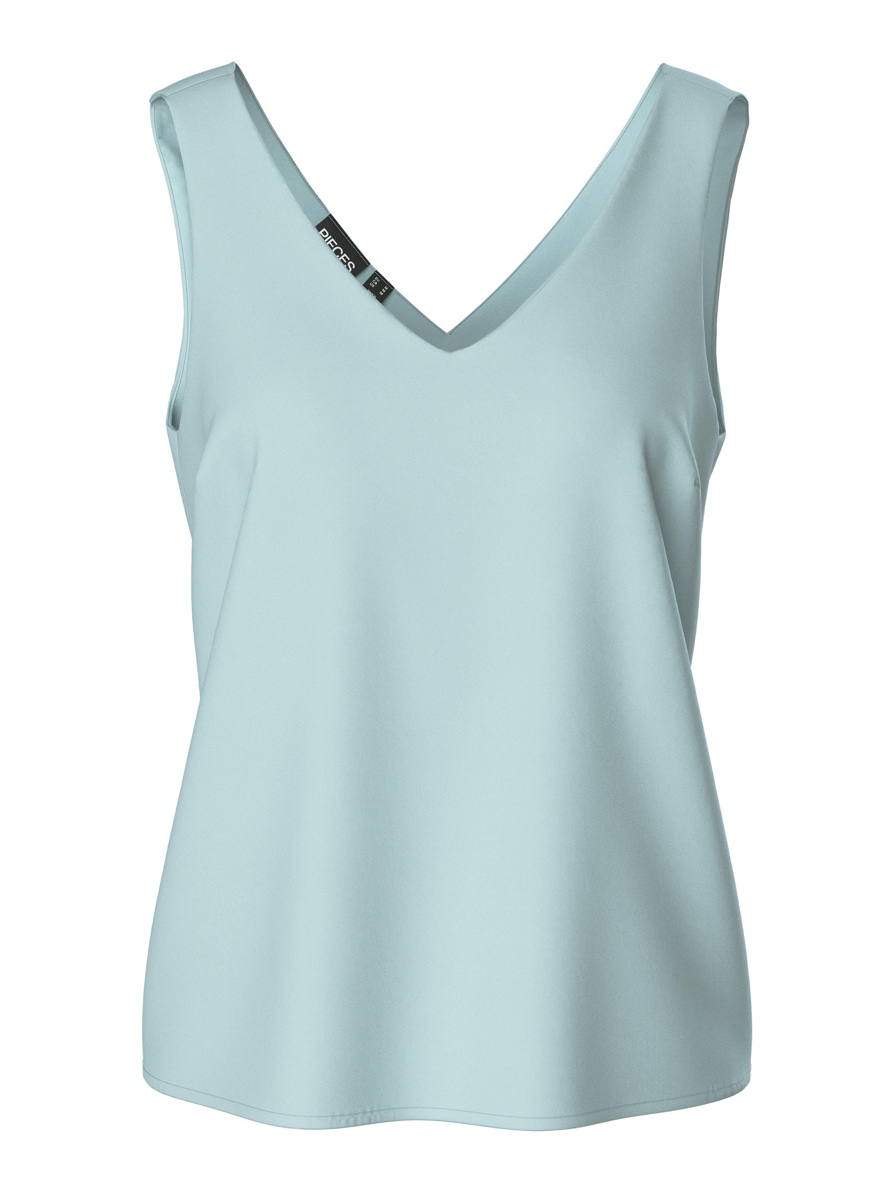Pieces top azzurro scollo a V 17146424 AZZURRO PIECES 
