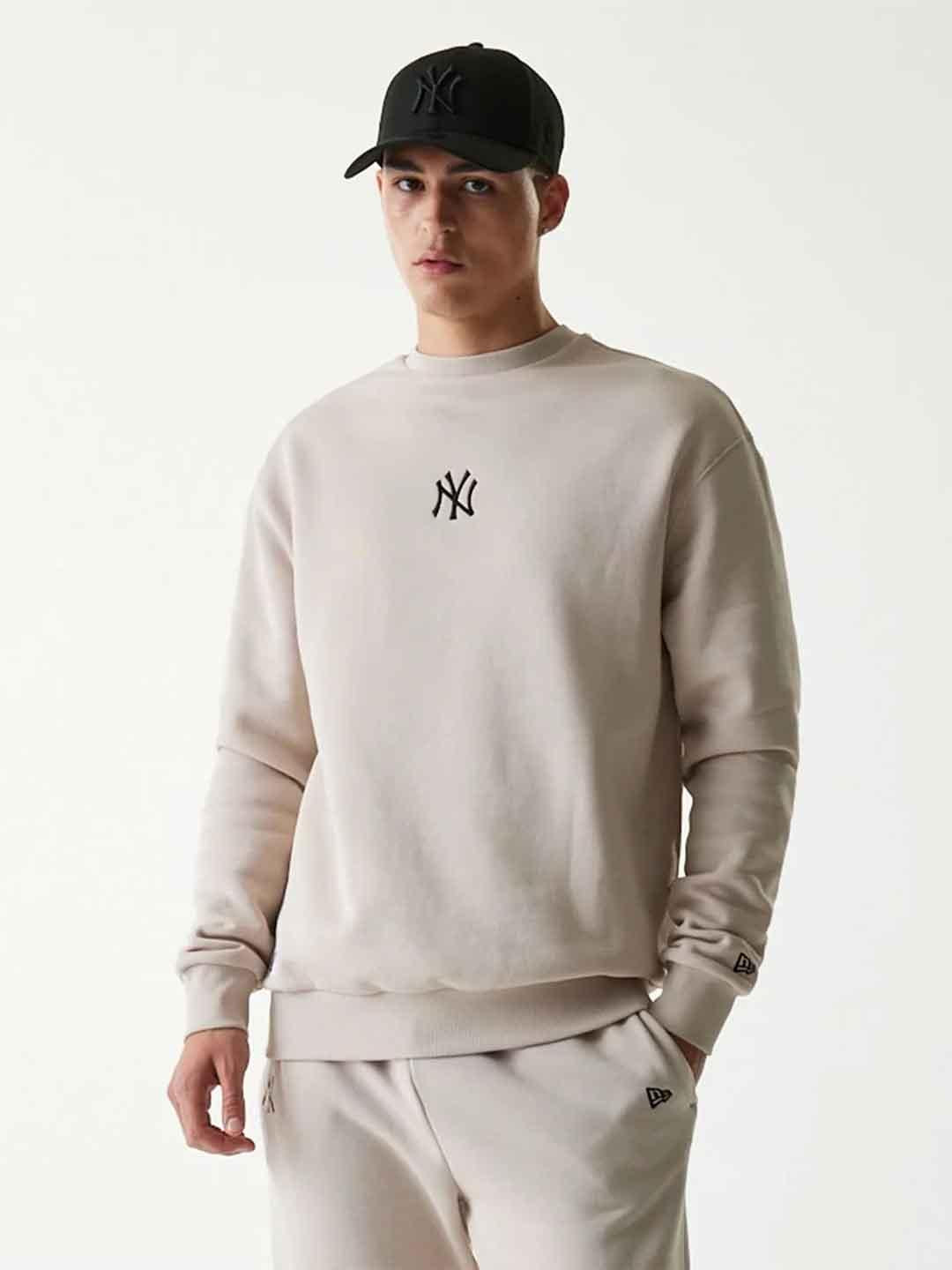 New Era felpa beige NY con logo nero 60675773 BEIGE NEW ERA 