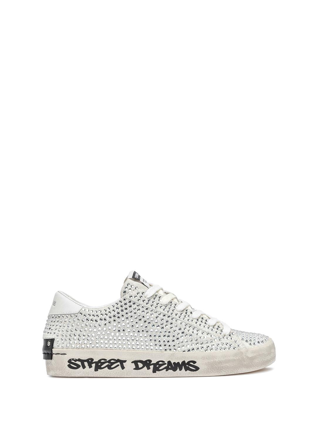 Crime Distressed sneakers bianco con strass 20009 BIANCO CRIME 