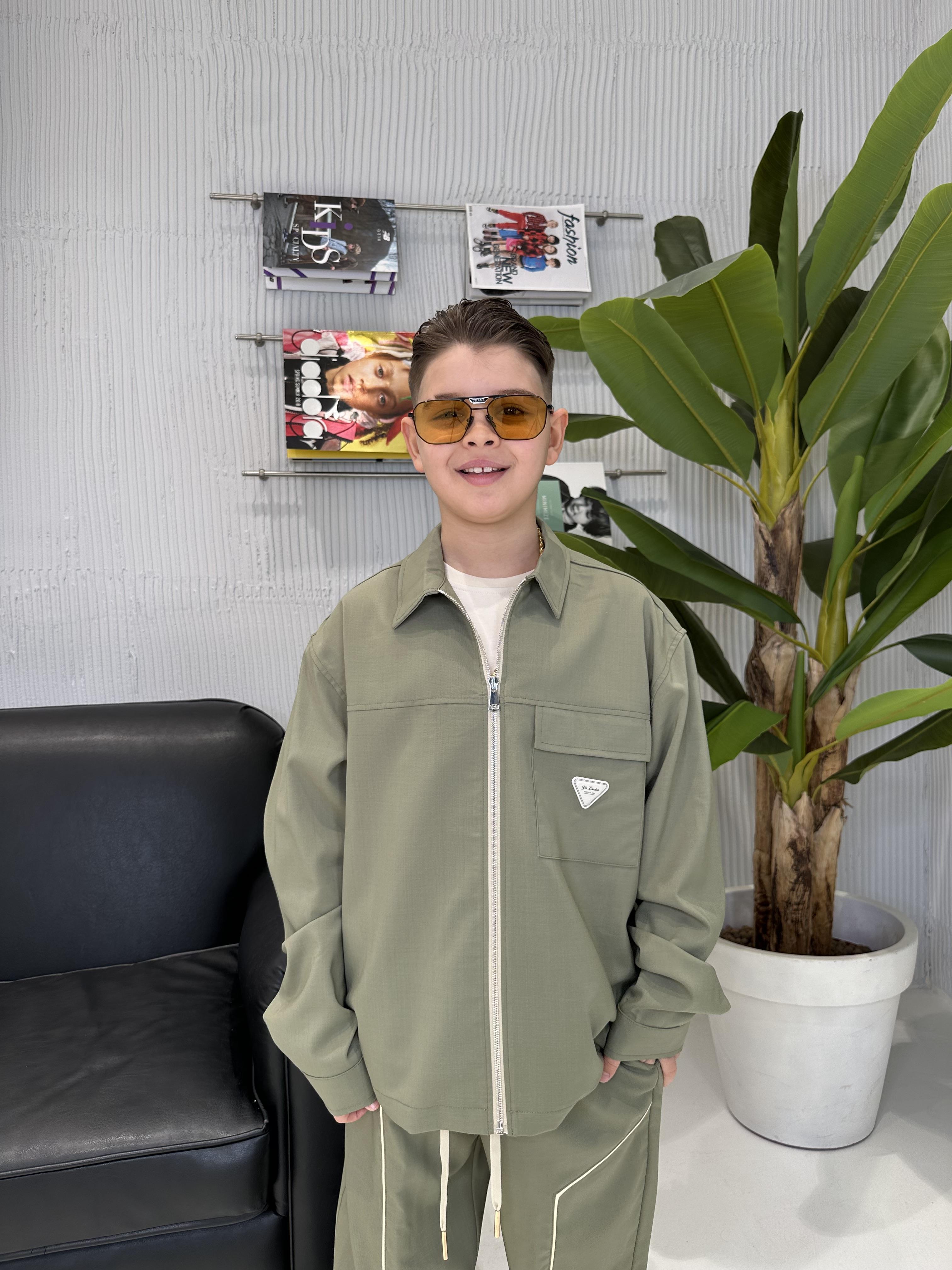 Yes London camicia kids verde con zip JR6026 VERDE YES LONDON