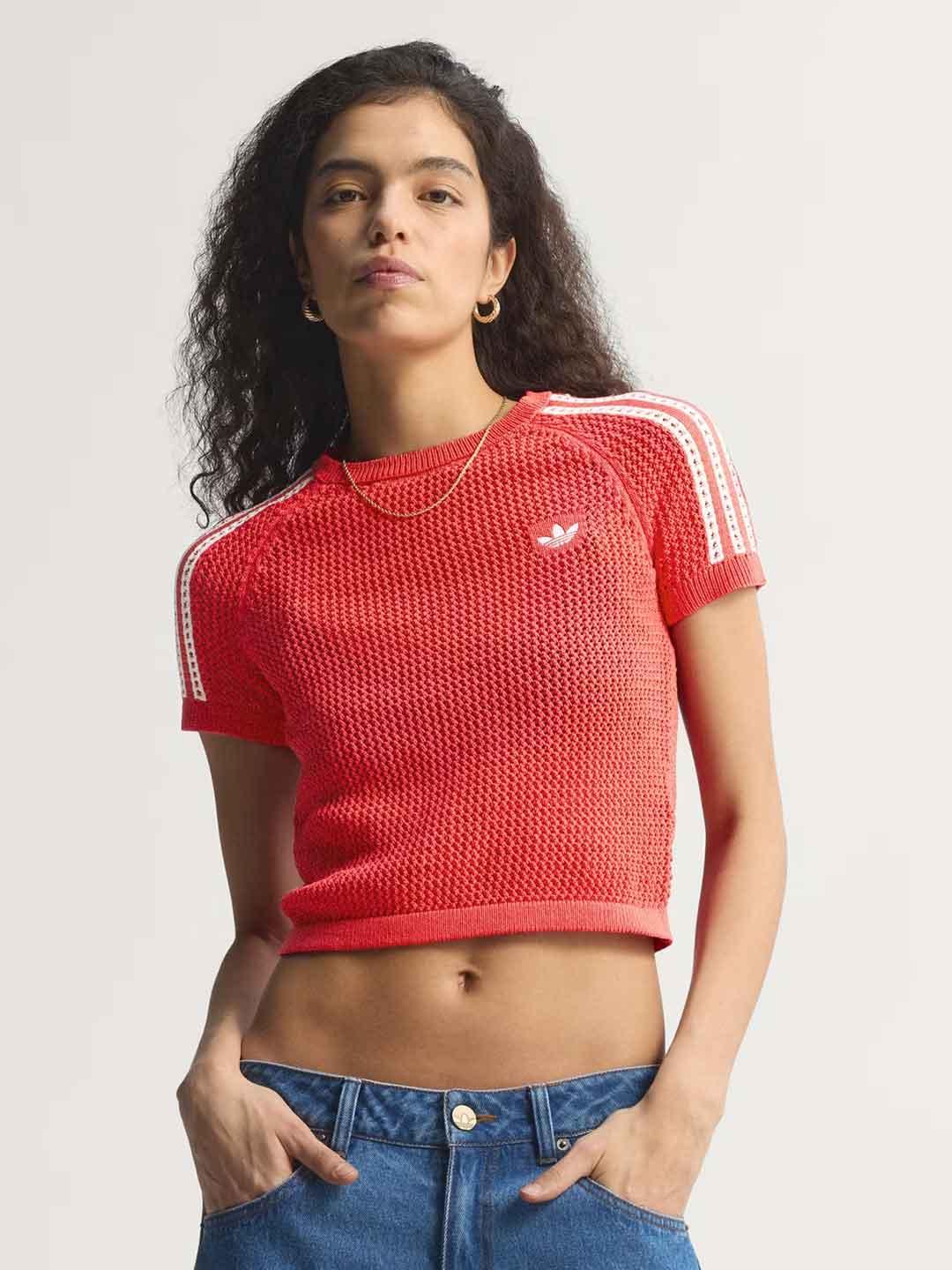 Adidas t-shirt arancio in crochet KC6482 ARANCIO ADIDAS 