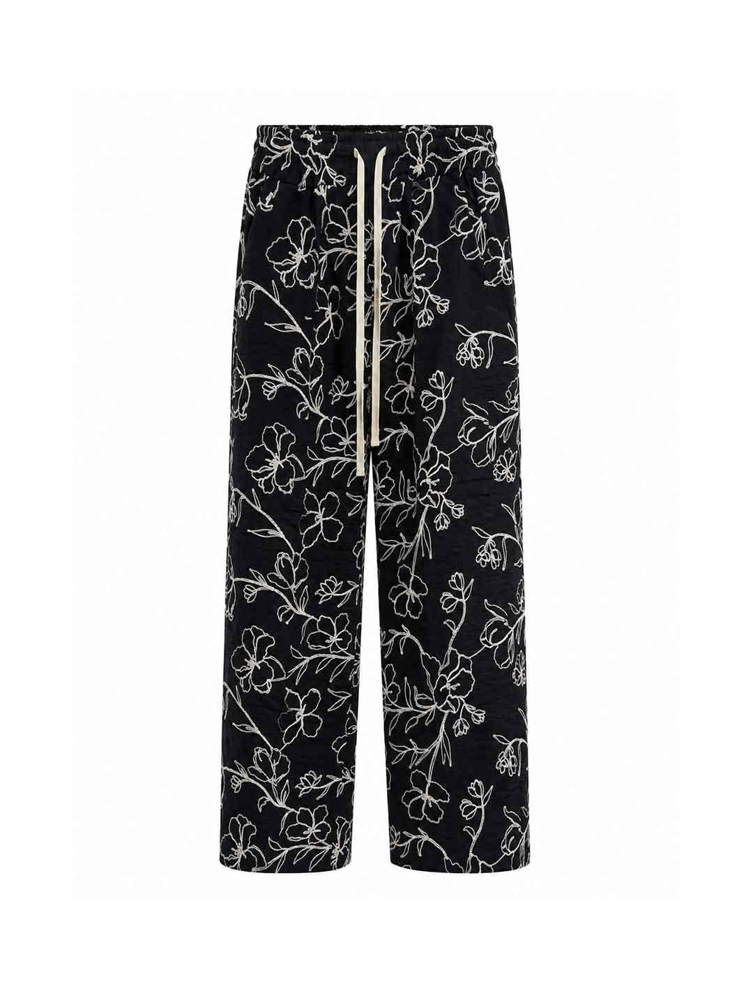 All Or Nothing Mykonos pantalone nero con ricami<BR/> MYKONOS PANTALONI NERO ALL OR NOTHING 