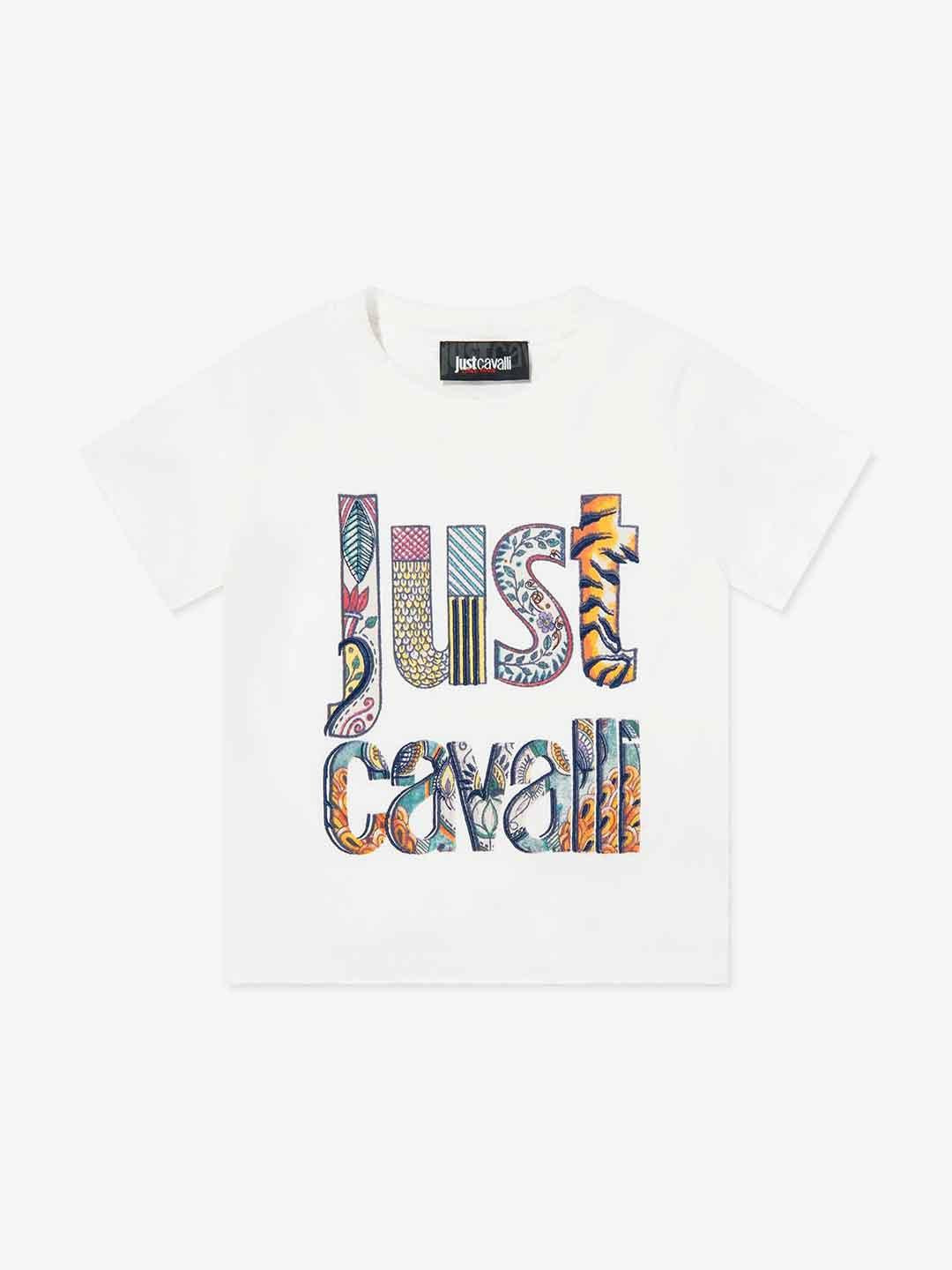 Just Cavalli t-shirt kids bianco con logo fantasia 8-14 anni 26071 BIANCO JUST CAVALLI 