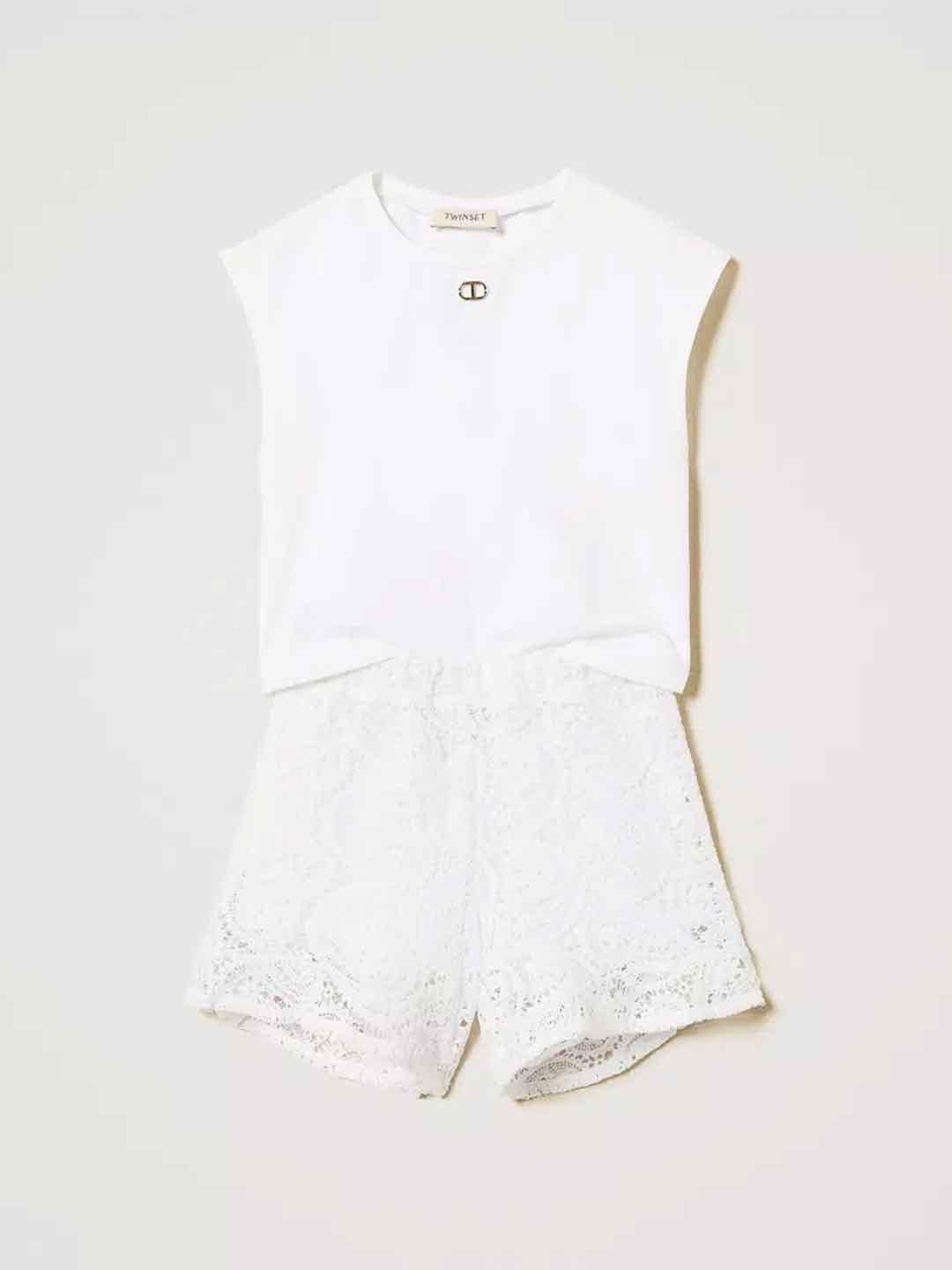 Twinset coordinato kids bianco in pizzo 2QR7 BIANCO TWINSET 