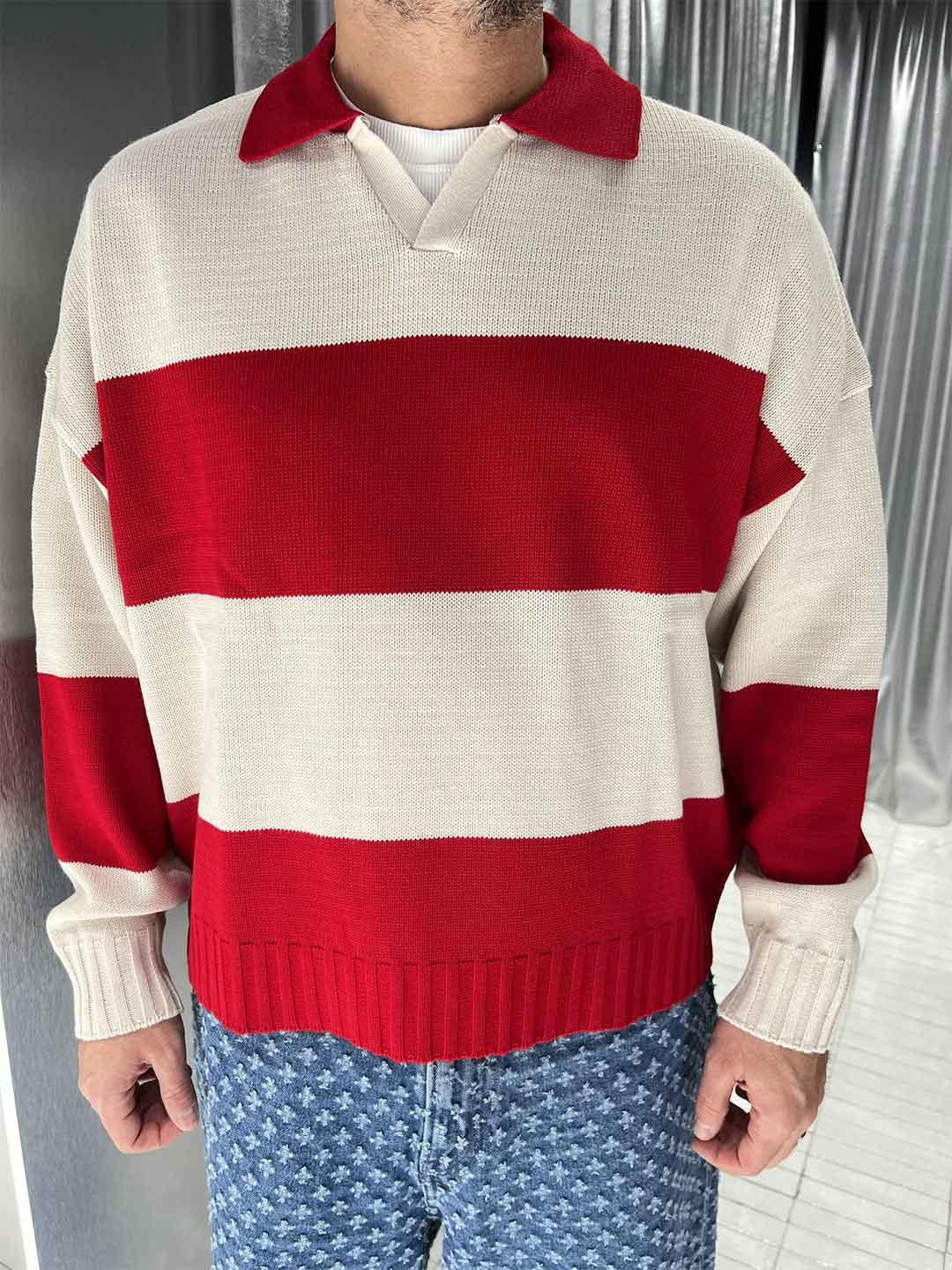 All or Nothing maglione rosso a righe TAYLOR ROSSO ALL OR NOTHING 