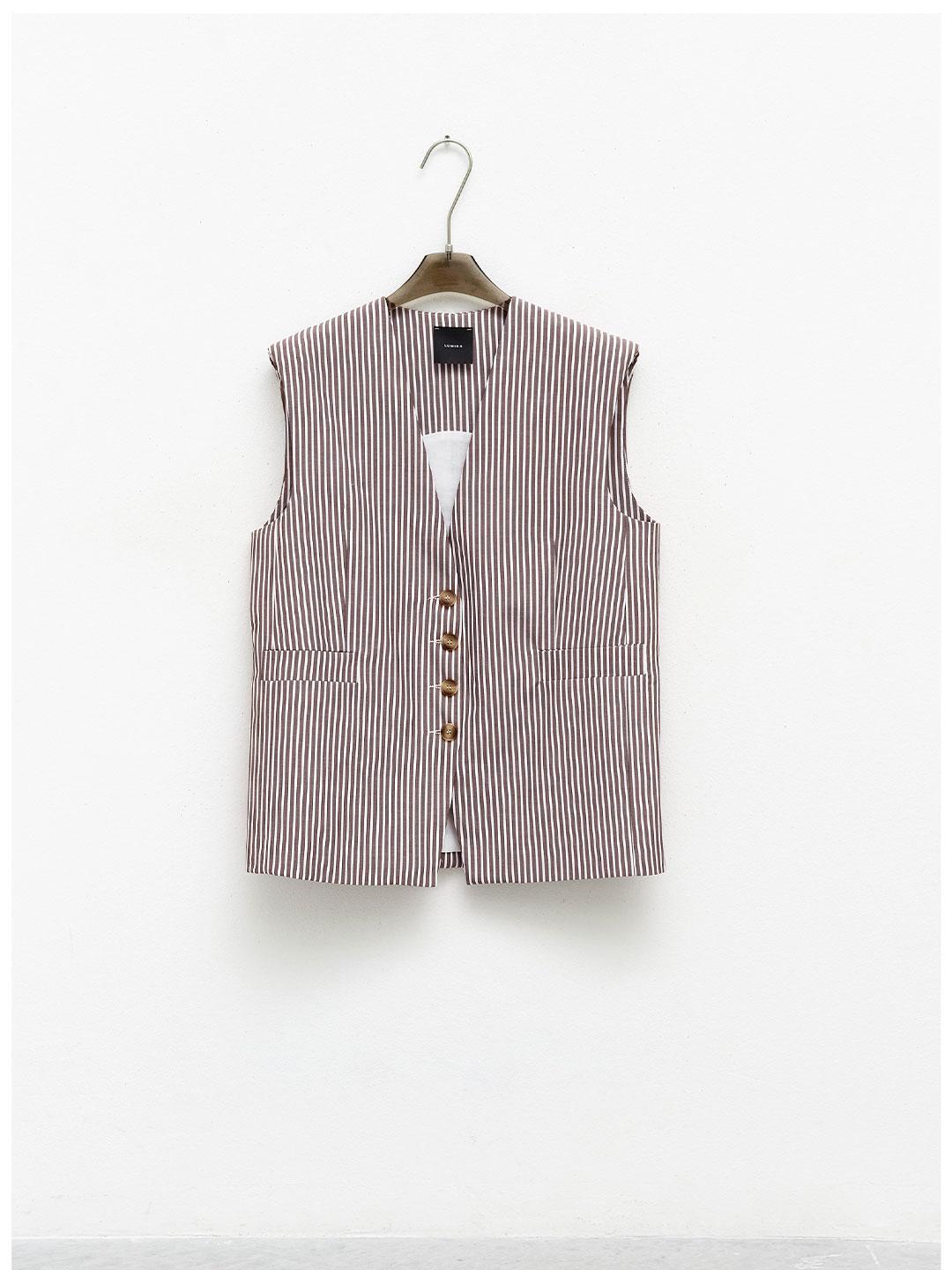 Lumina gilet marrone a righe LD3167 MARRONE LUMINA 