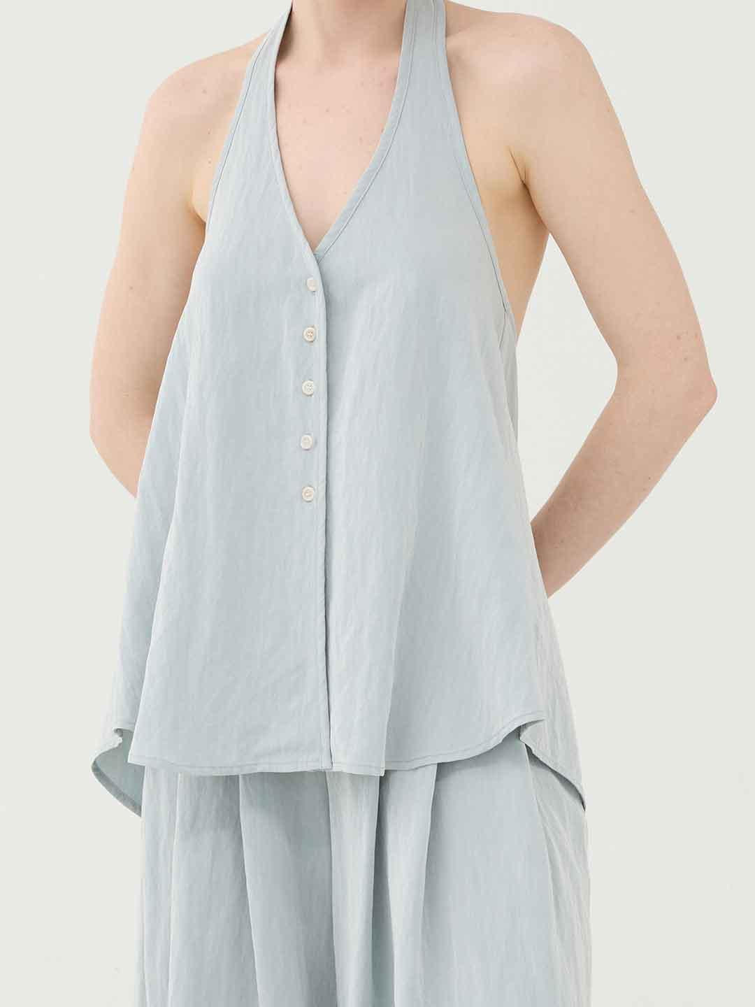 Eleh top celeste con scollo a V SS260092 CELESTE ELEH 