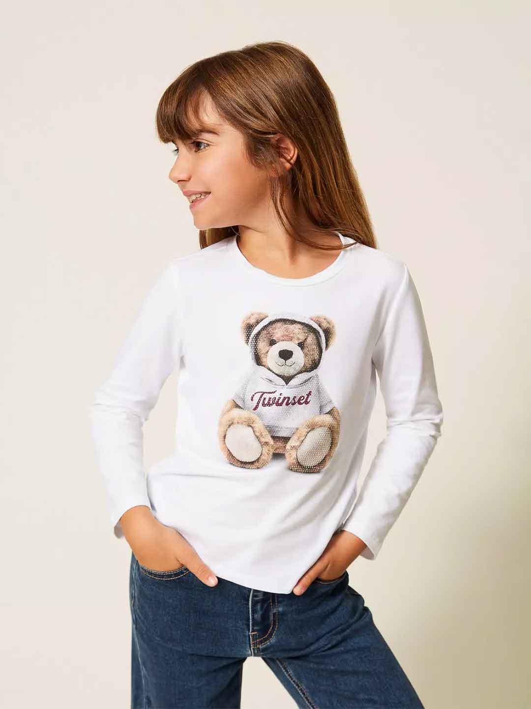 Twinset t-shirt kids bianco con stampa orsetto 252GB2036 BIANCO TWINSET 