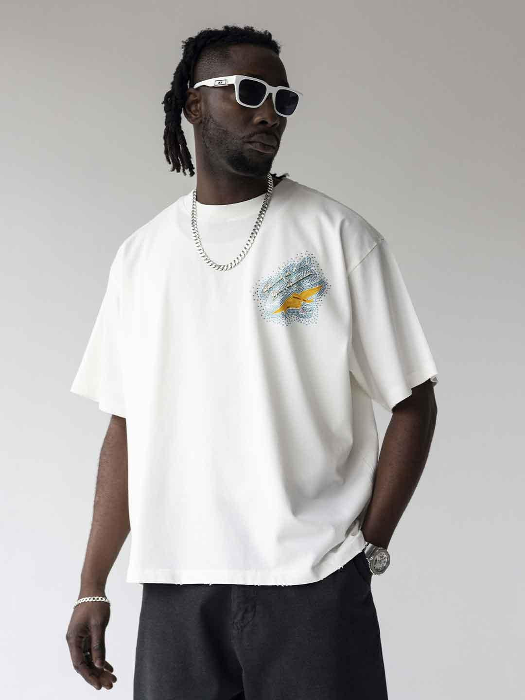 Black Island t-shirt bianco con brillantini ADA2006 BIANCO BLACK ISLAND 